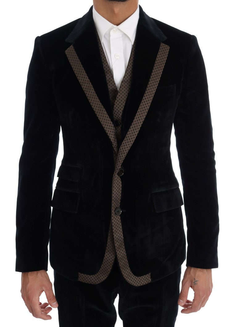 Dolce & Gabbana Blue Velvet Two Button Slim 3 Piece Men's Suit