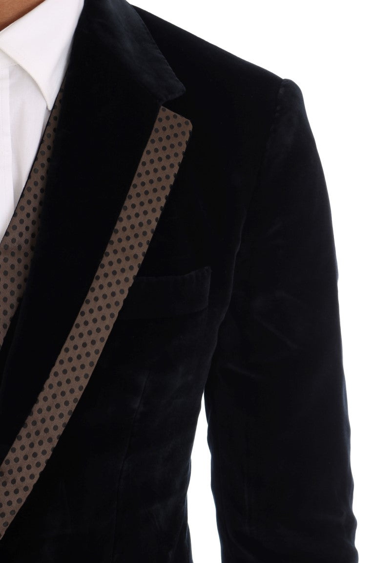 Dolce & Gabbana Blue Velvet Two Button Slim 3 Piece Men's Suit