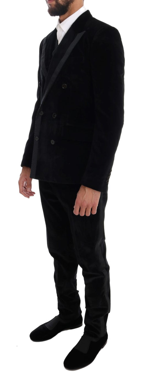 Dolce & Gabbana Elegant Black Slim Fit Three-Piece Men's Suit