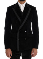 Dolce & Gabbana Elegant Black Slim Fit Three-Piece Men's Suit