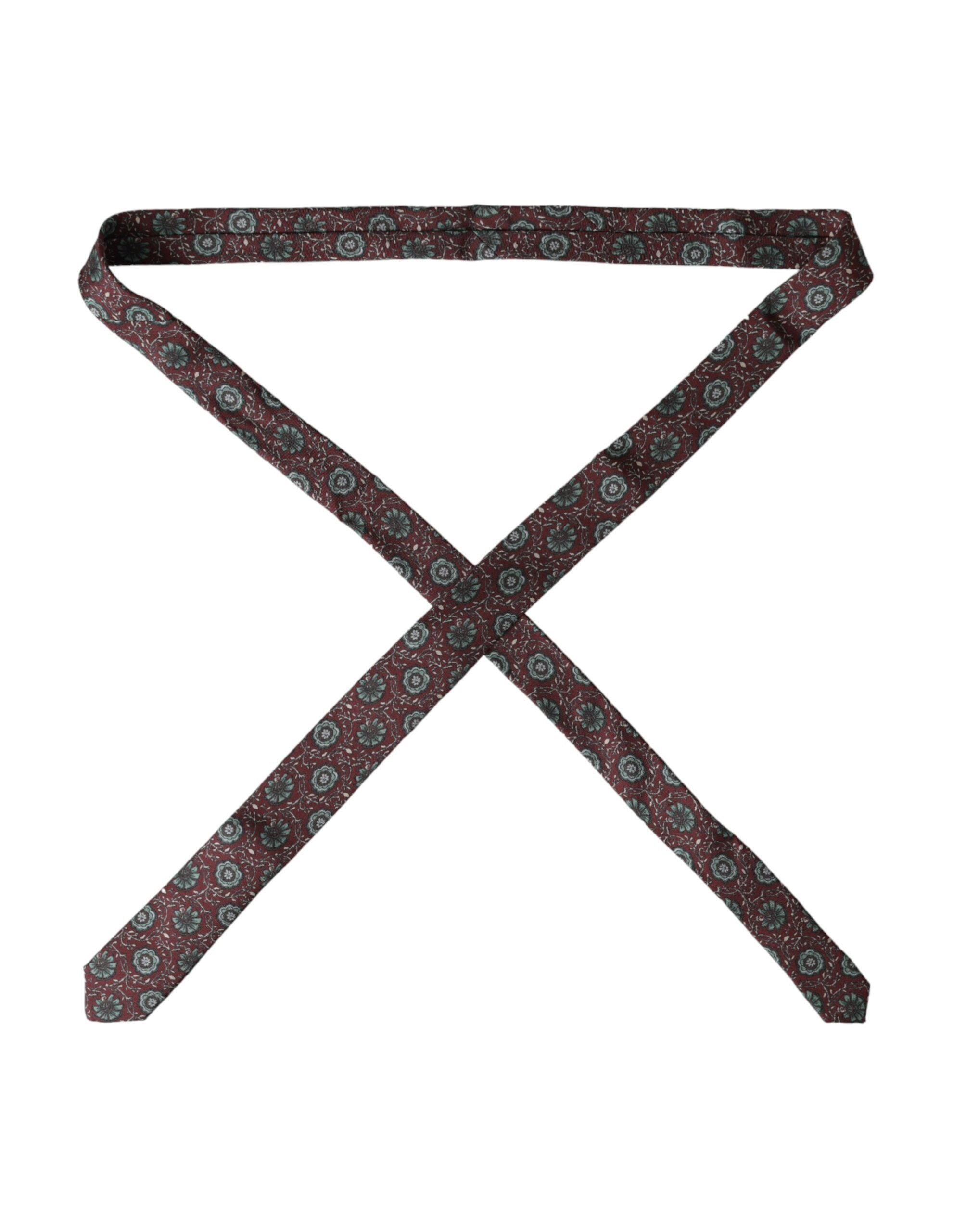 Dolce & Gabbana Maroon Floral 100% Silk Adjustable Men Men's Tie