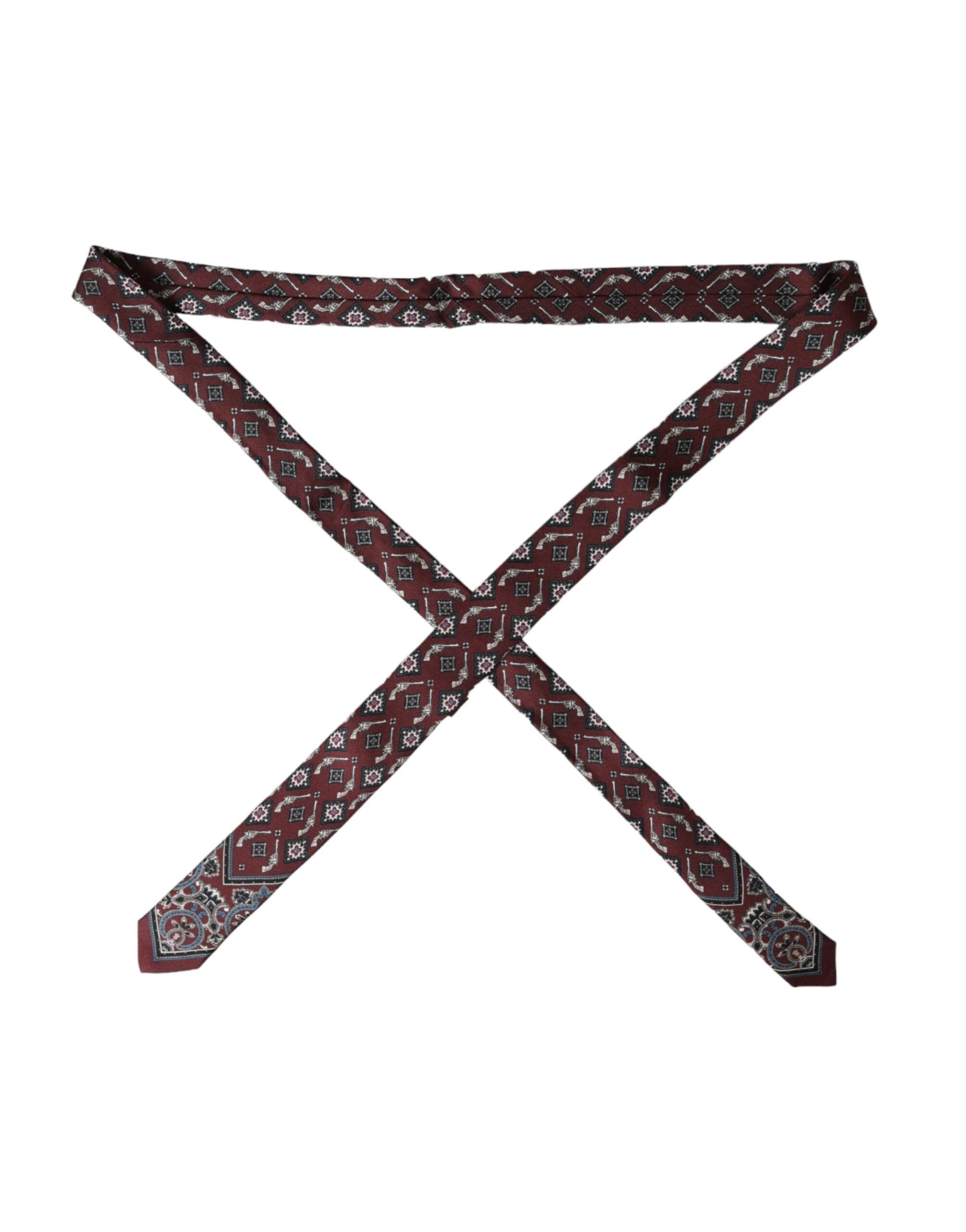 Dolce & Gabbana Bordeaux Printed 100% Silk Adjustable Men Men's Tie