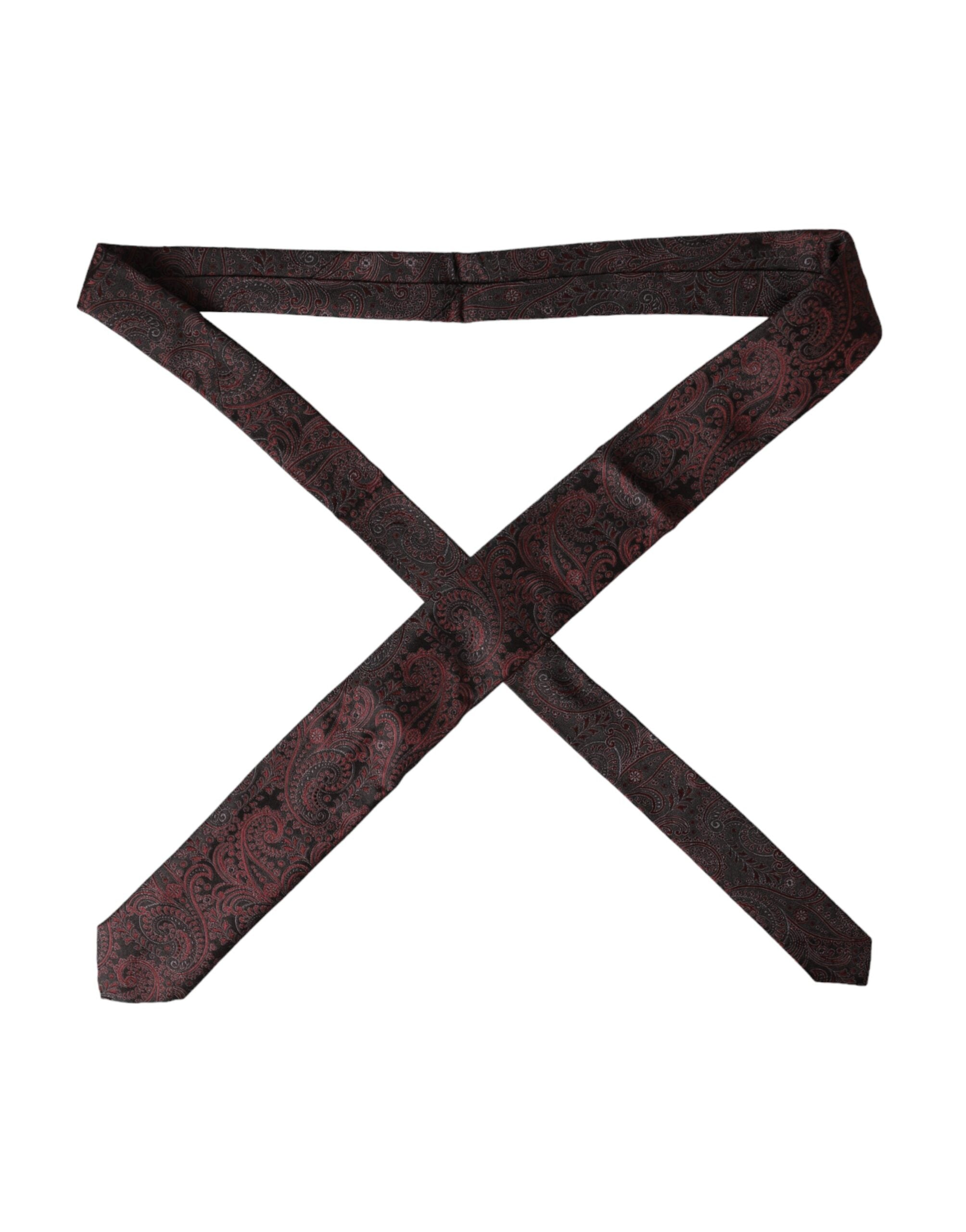 Dolce & Gabbana Bordeaux Patterned Silk Adjustable Men Men's Tie