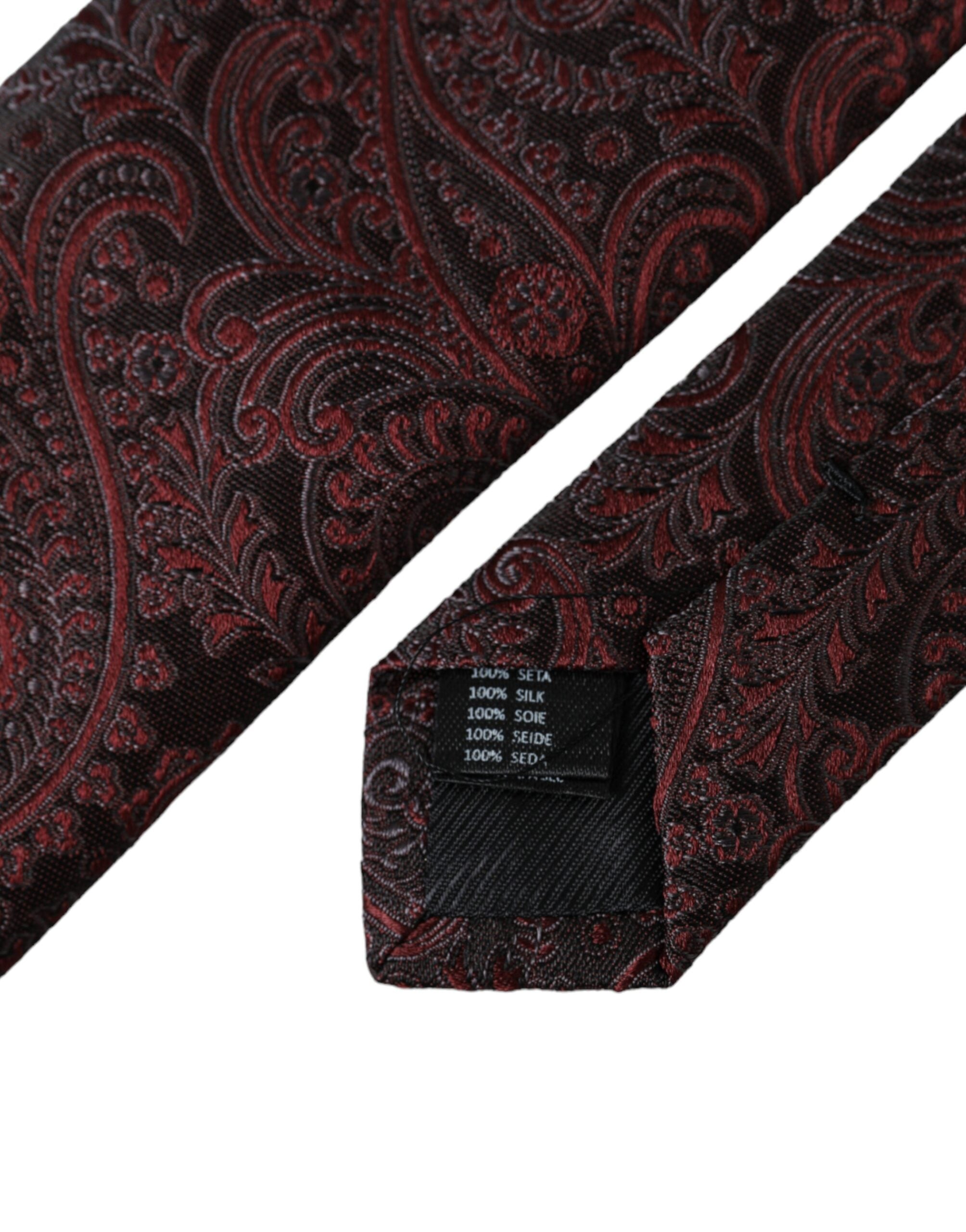 Dolce & Gabbana Bordeaux Patterned Silk Adjustable Men Men's Tie