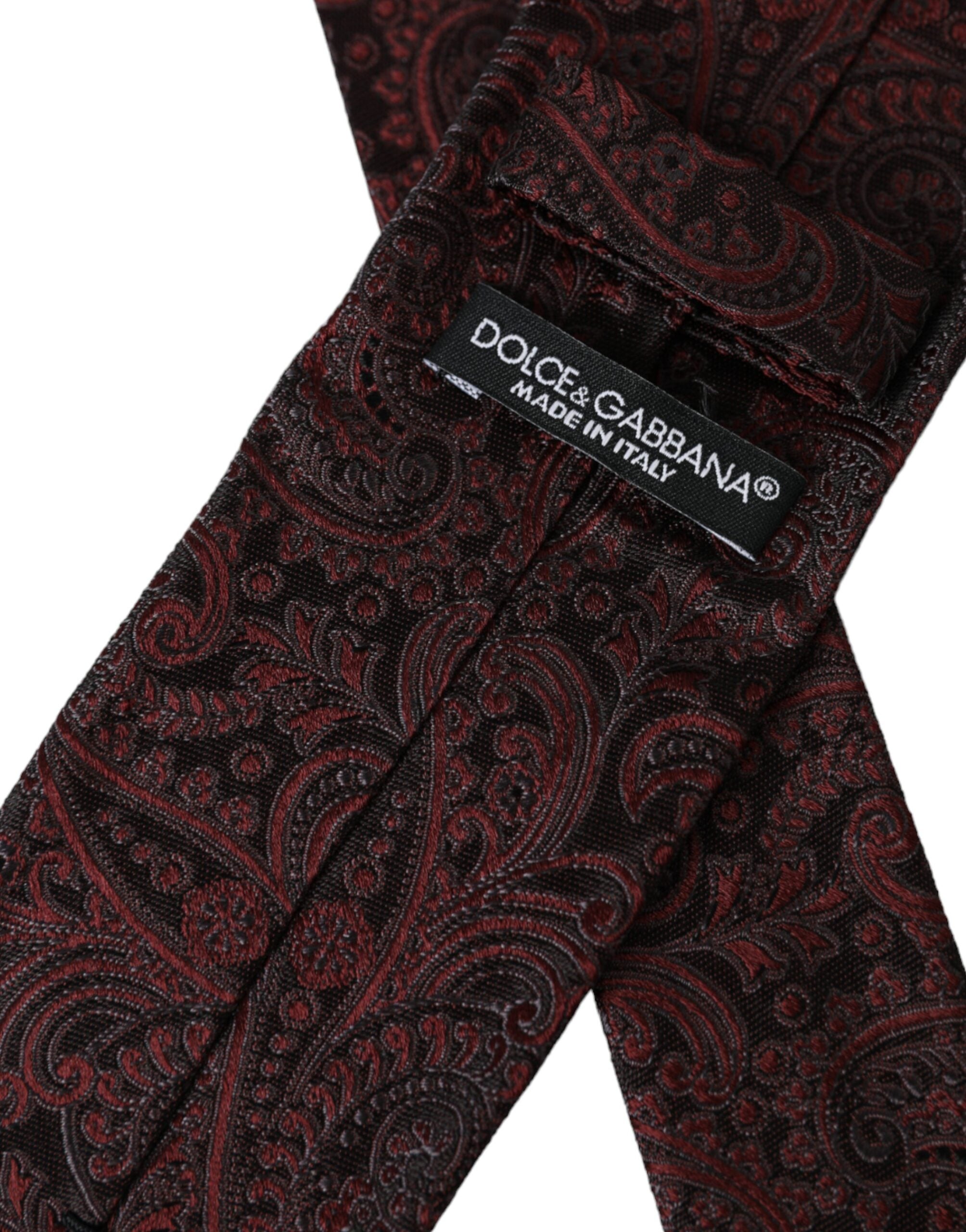 Dolce & Gabbana Bordeaux Patterned Silk Adjustable Men Men's Tie