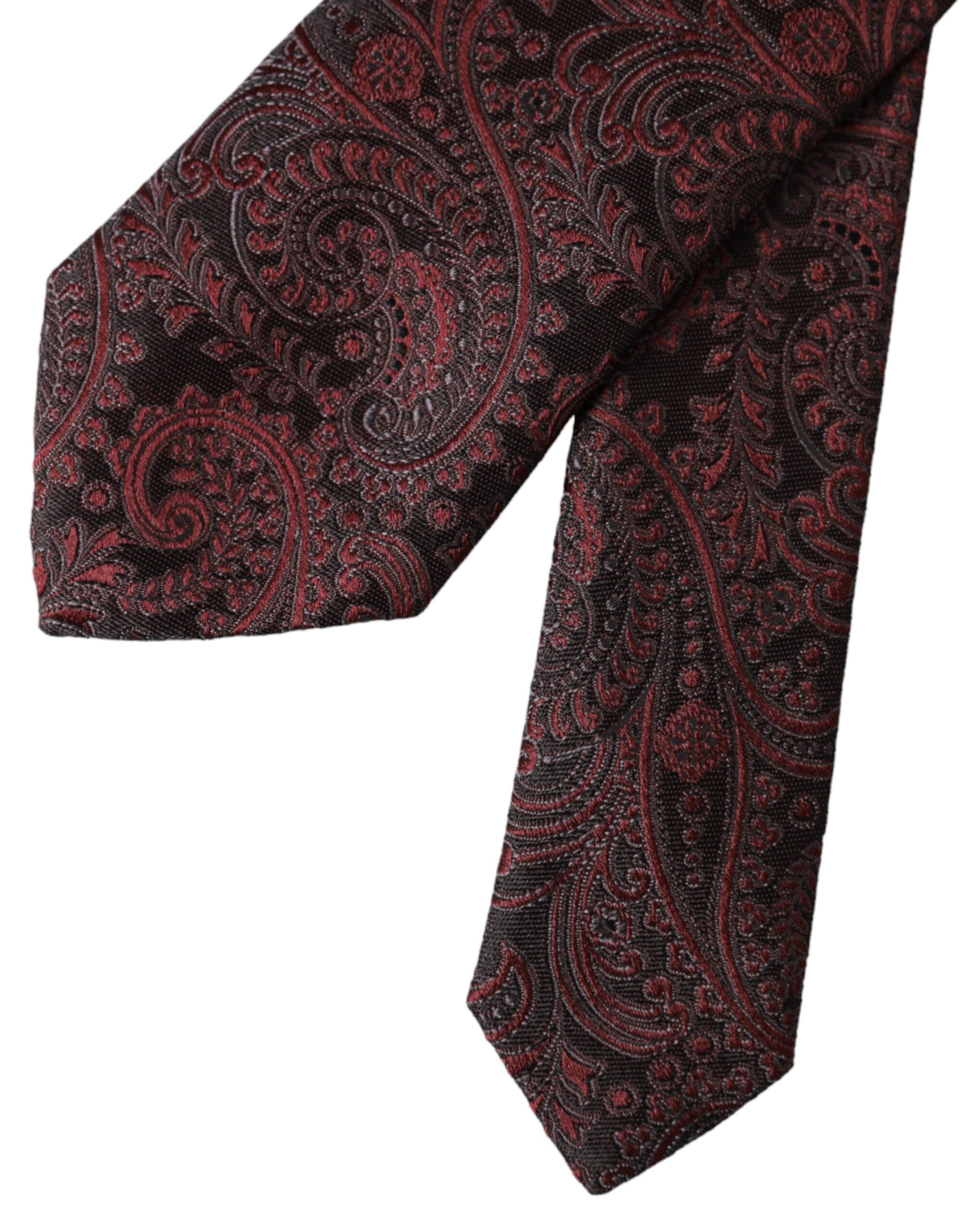 Dolce & Gabbana Bordeaux Patterned Silk Adjustable Men Men's Tie