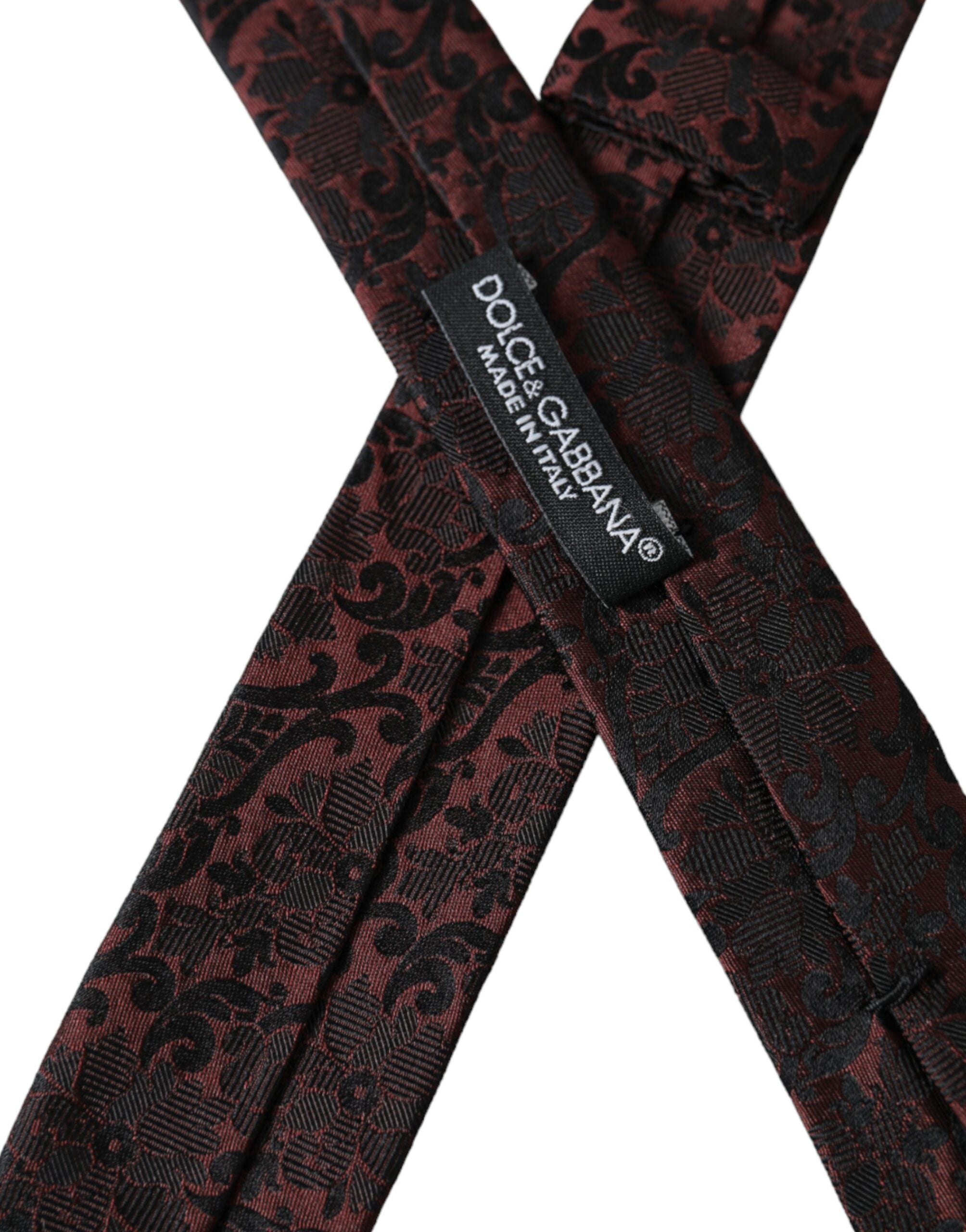Dolce & Gabbana Maroon Floral Fantasy Silk Adjustable Men Men's Tie