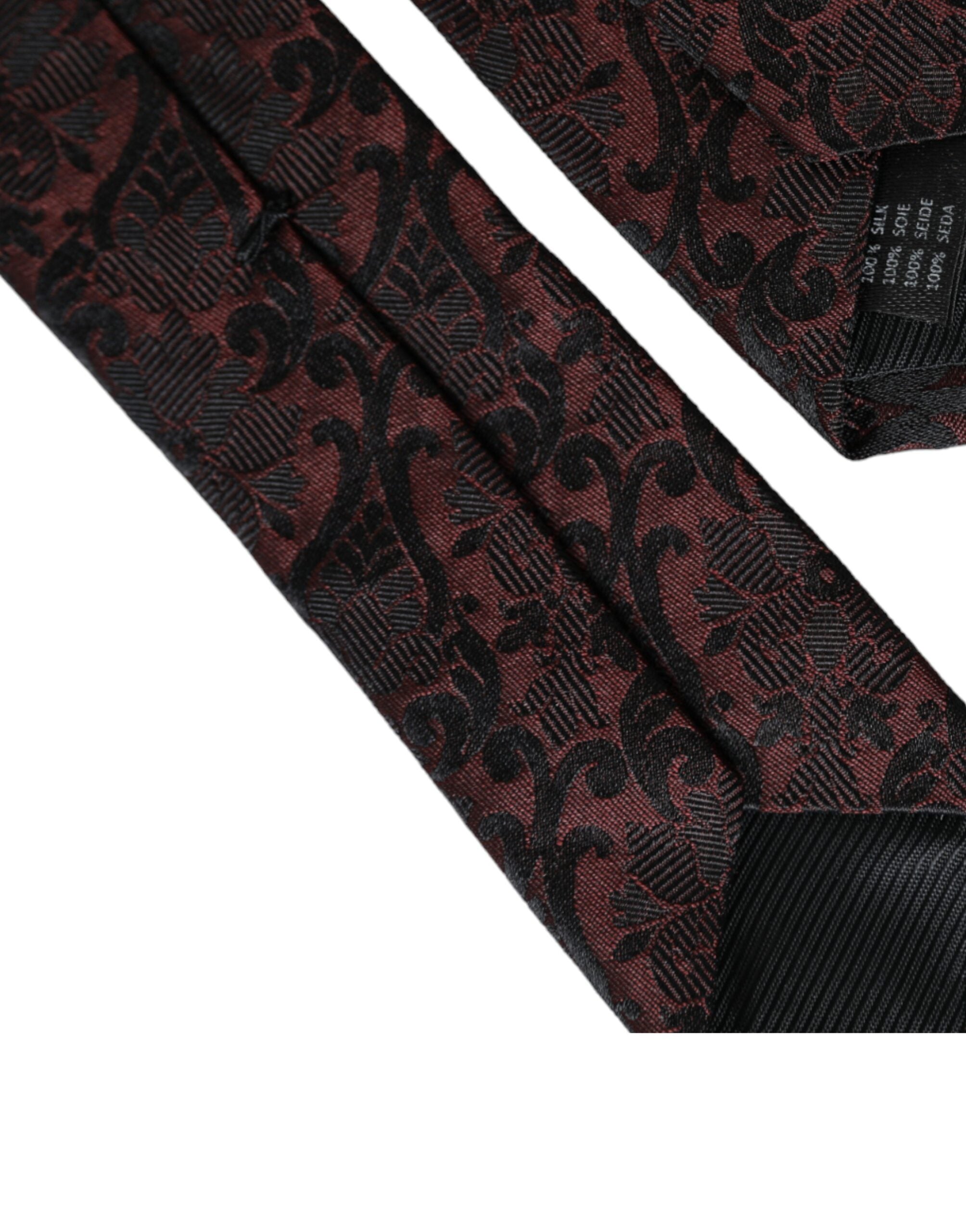 Dolce & Gabbana Maroon Floral Fantasy Silk Adjustable Men Men's Tie