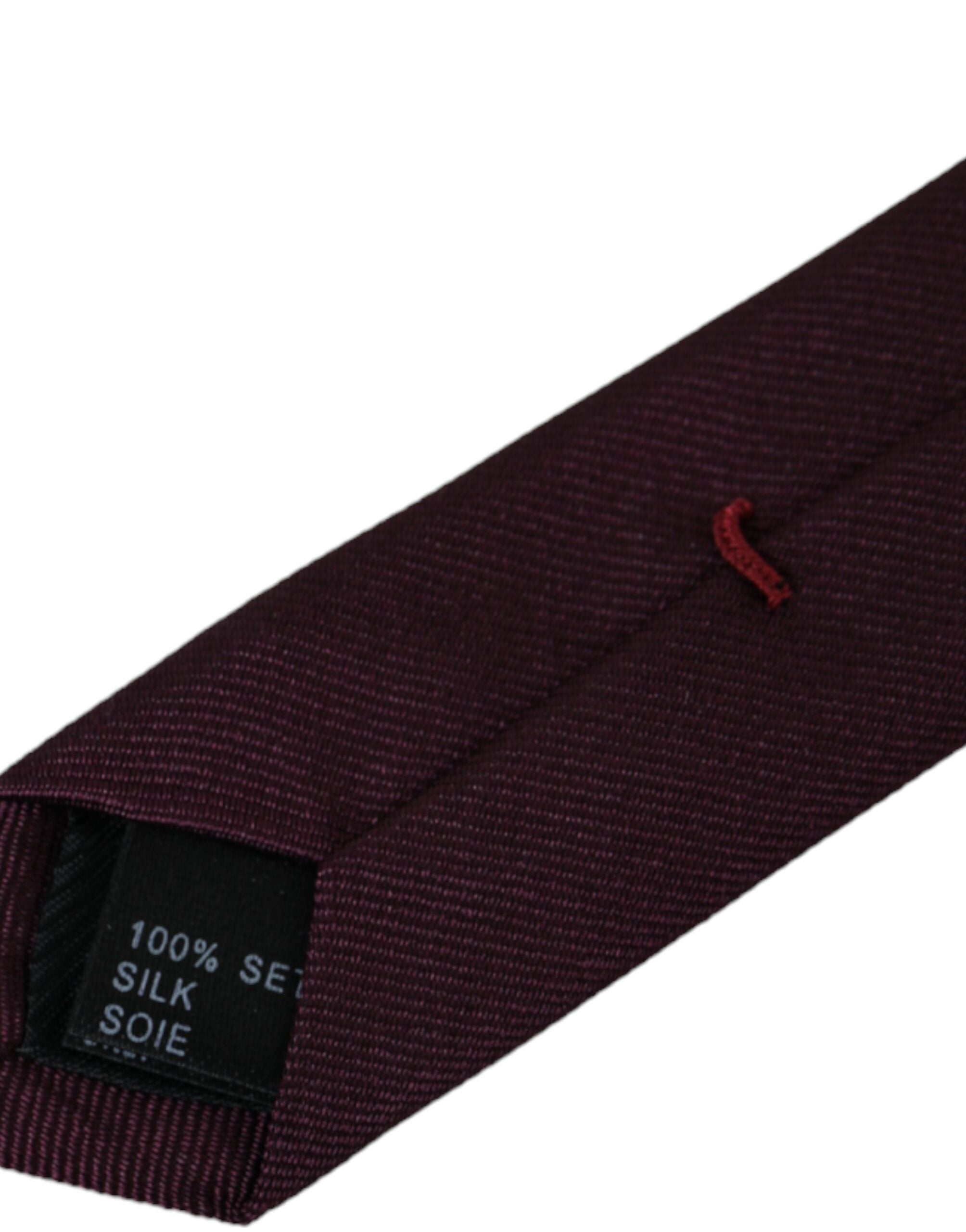 Dolce & Gabbana Bordeaux Solid 100% Silk Adjustable Men Men's Tie