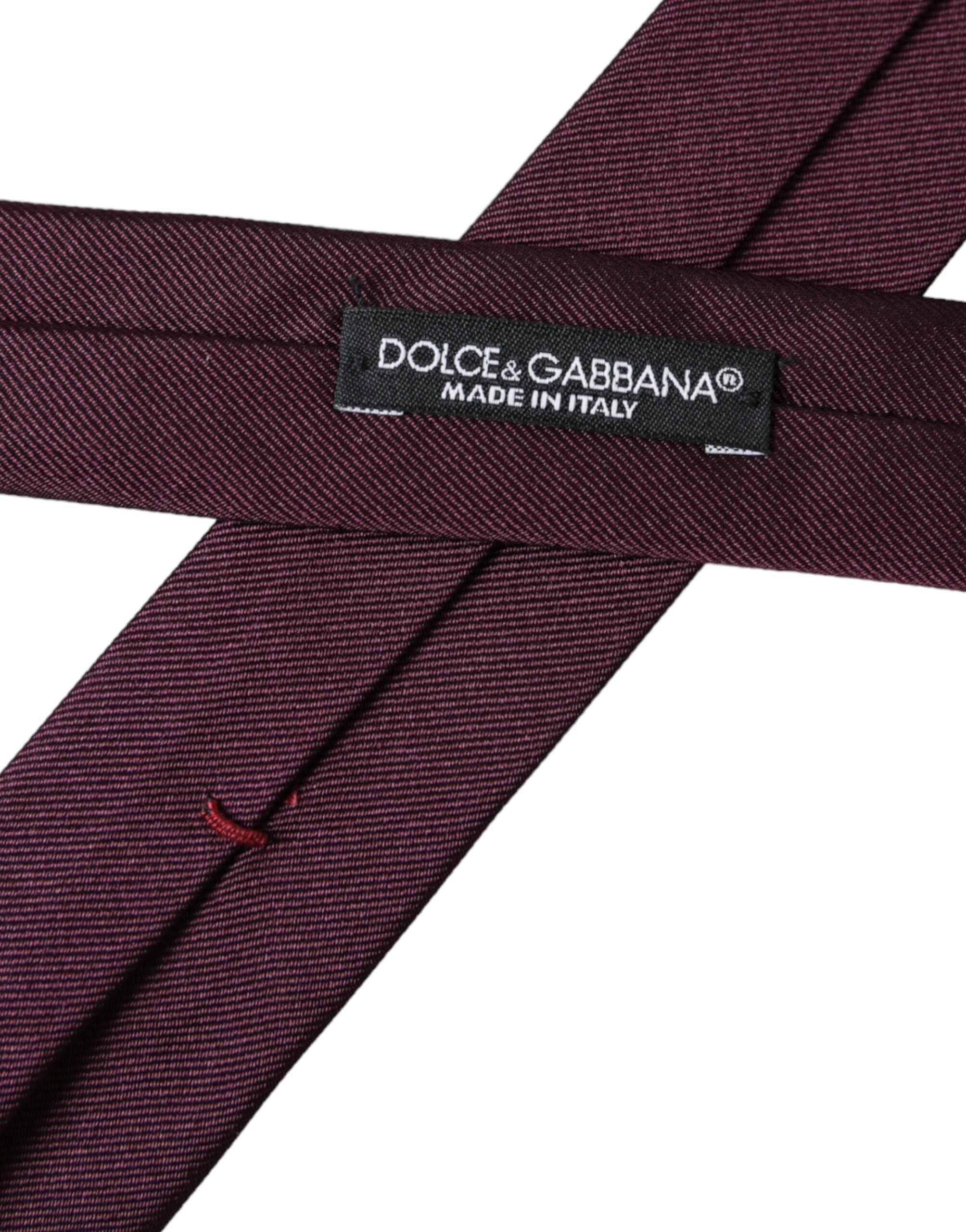 Dolce & Gabbana Bordeaux Solid 100% Silk Adjustable Men Men's Tie