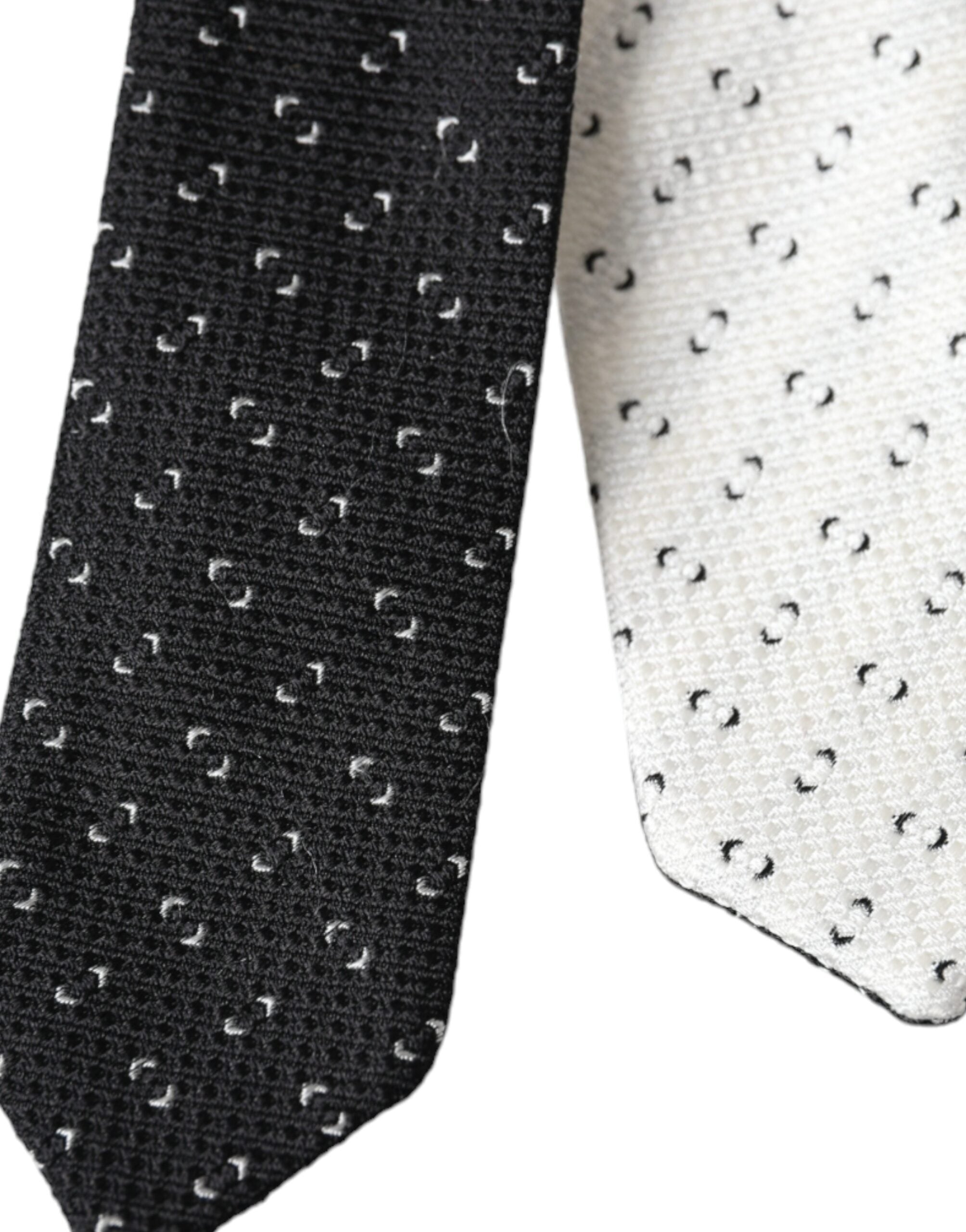 Dolce & Gabbana Black White Patterned Adjustable Men's Tie