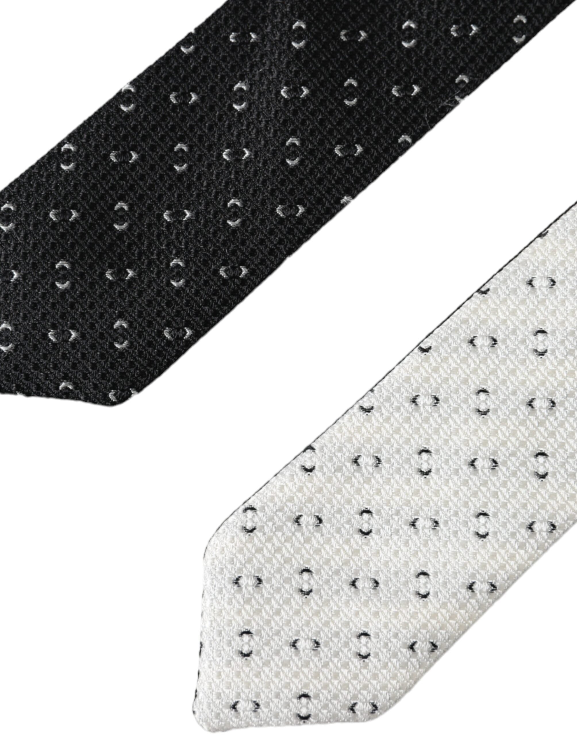 Dolce & Gabbana Black White Patterned Adjustable Men's Tie