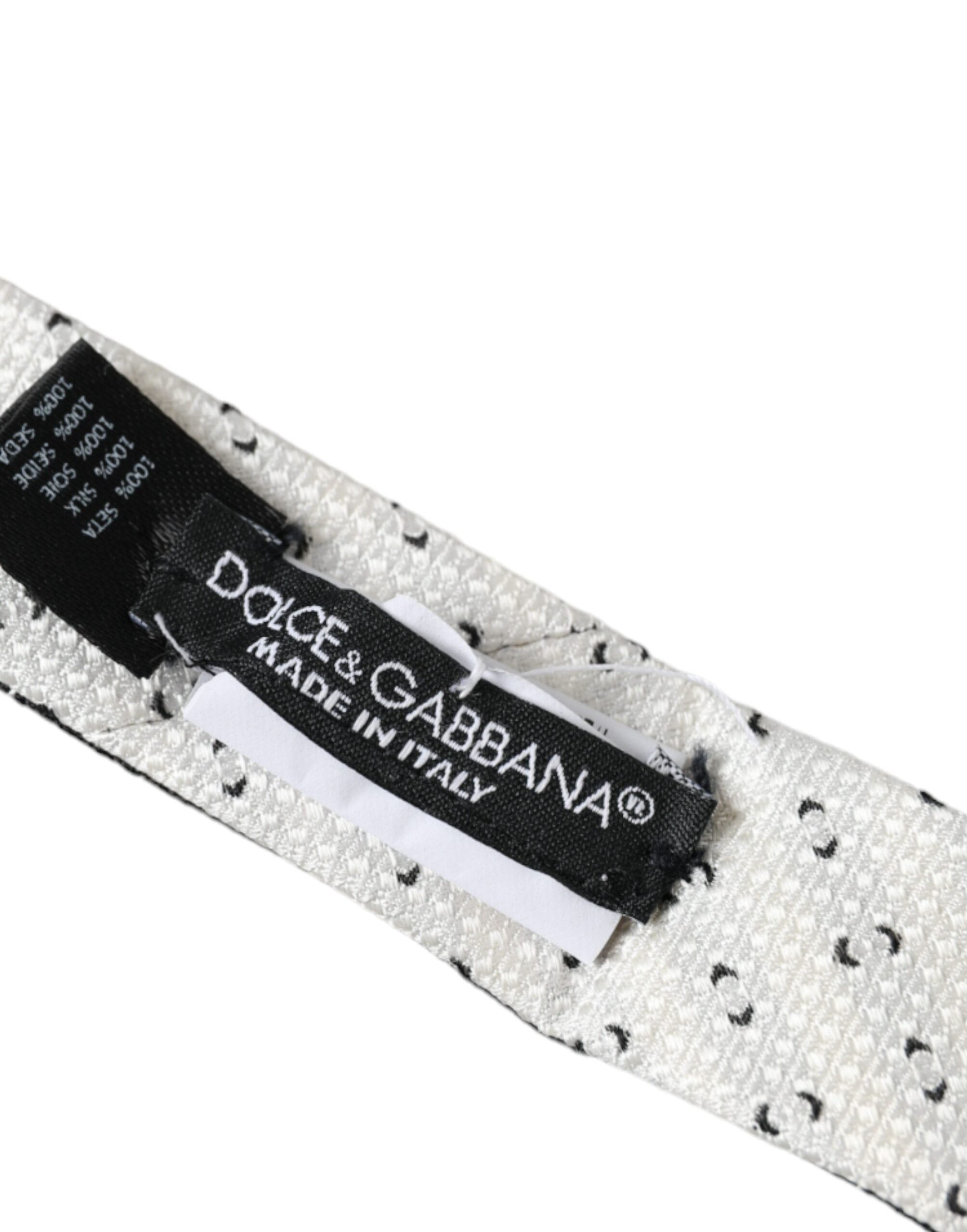 Dolce & Gabbana Black White Patterned Adjustable Men's Tie