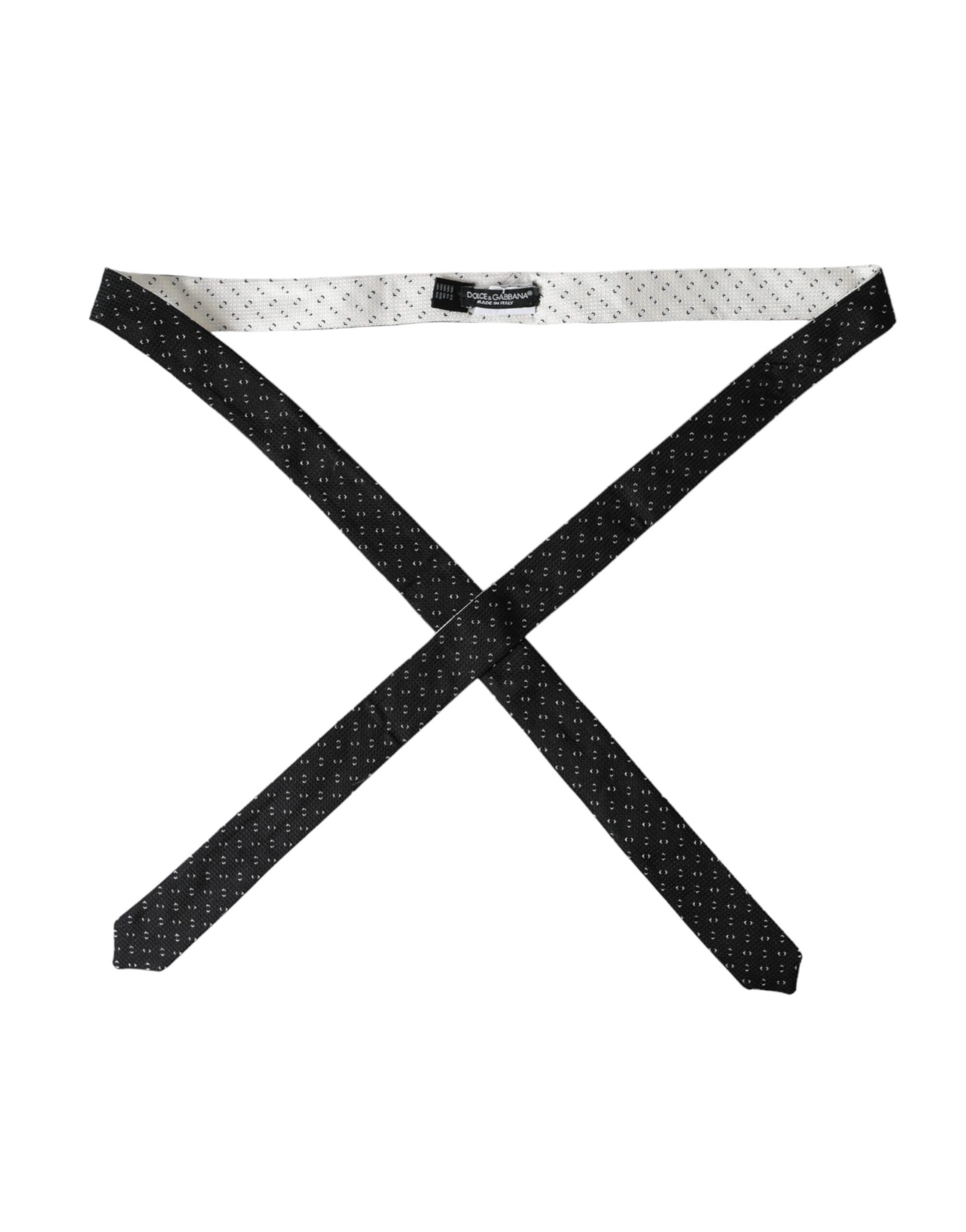 Dolce & Gabbana Black White Patterned Adjustable Men's Tie