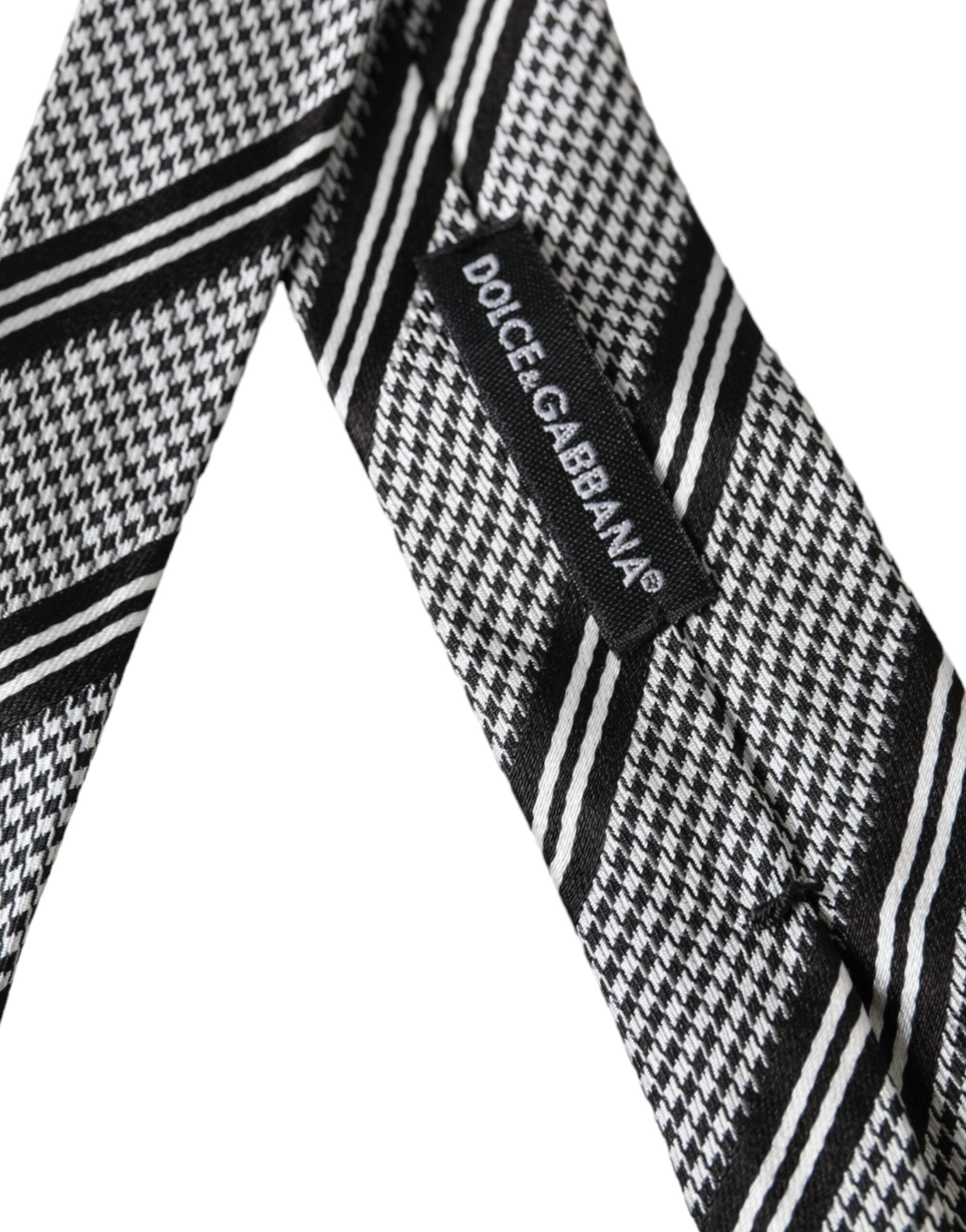 Dolce & Gabbana Dark Gray White Stripes Silk Adjustable Men's Tie