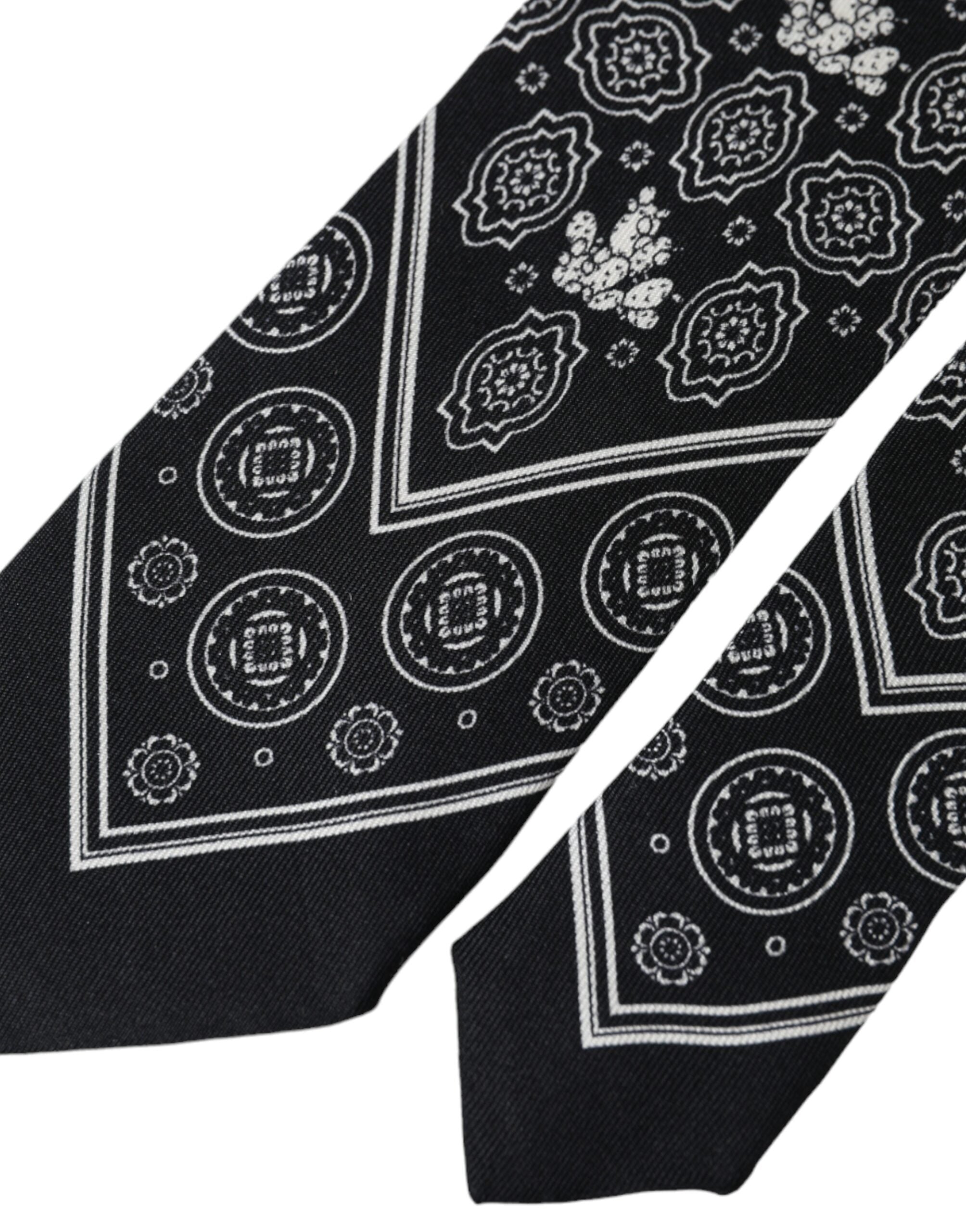 Dolce & Gabbana Black Patterned 100%Silk Adjustable Men's Tie