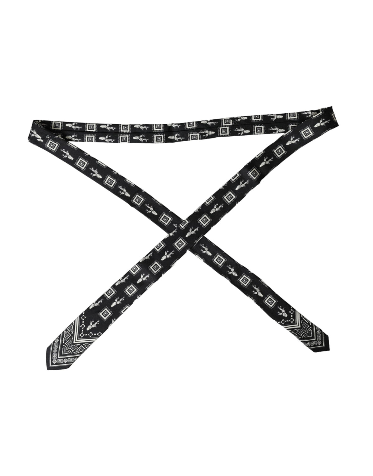 Dolce & Gabbana Black Patterned 100%Silk Adjustable Men's Tie