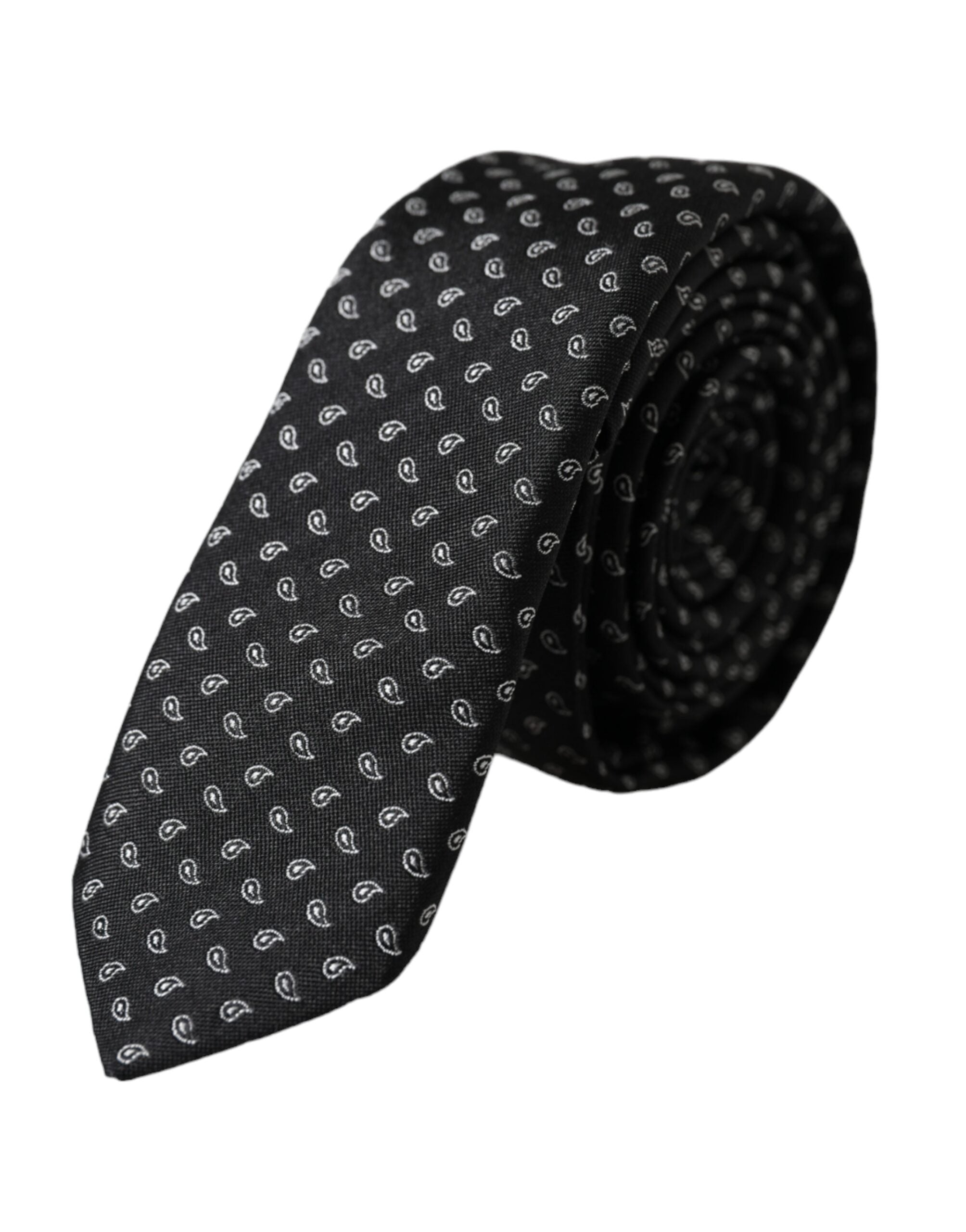 Dolce & Gabbana Dark Gray Jacquard Patterned Silk Adjustable Men Men's Tie