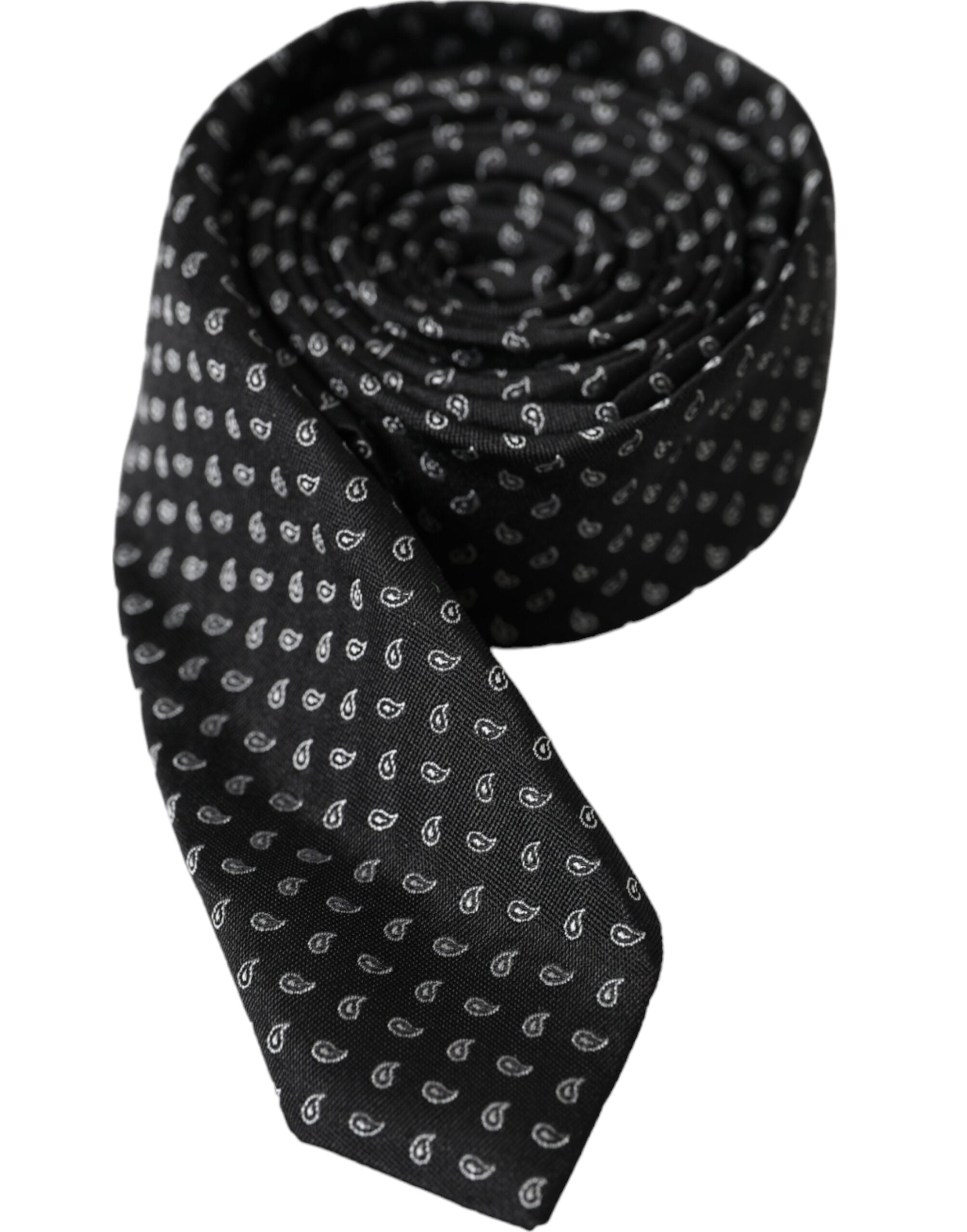 Dolce & Gabbana Dark Gray Jacquard Patterned Silk Adjustable Men Men's Tie