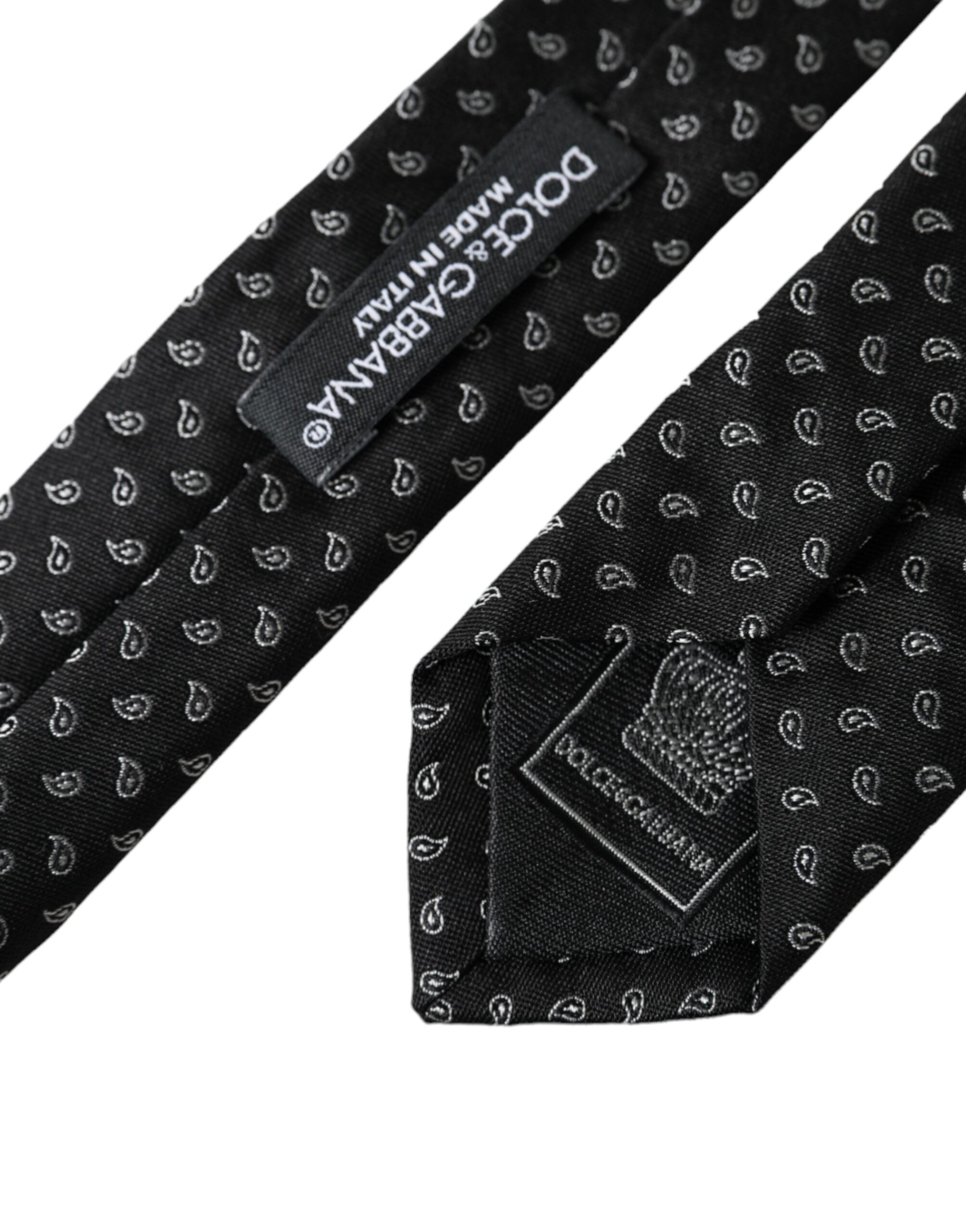 Dolce & Gabbana Dark Gray Jacquard Patterned Silk Adjustable Men Men's Tie
