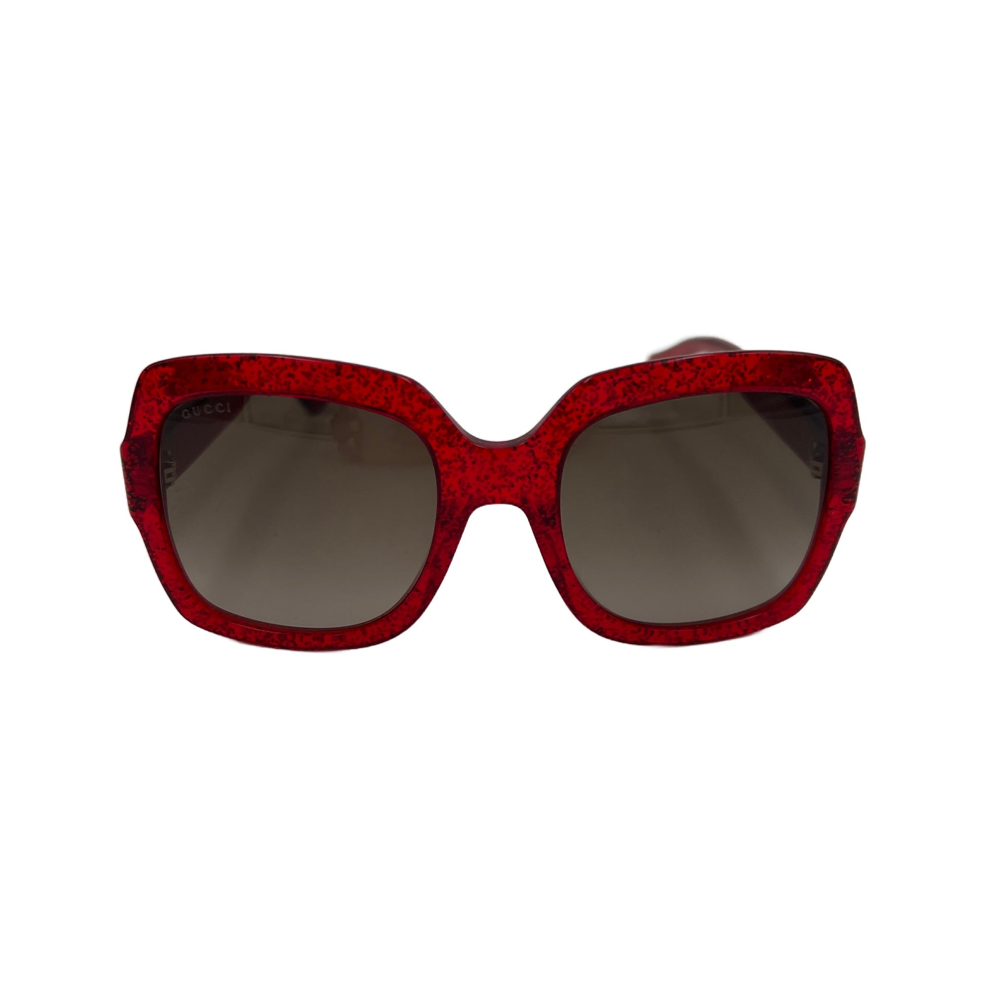 Gucci Square Frame Red Glitter Sunglasses (Pre-Owned)