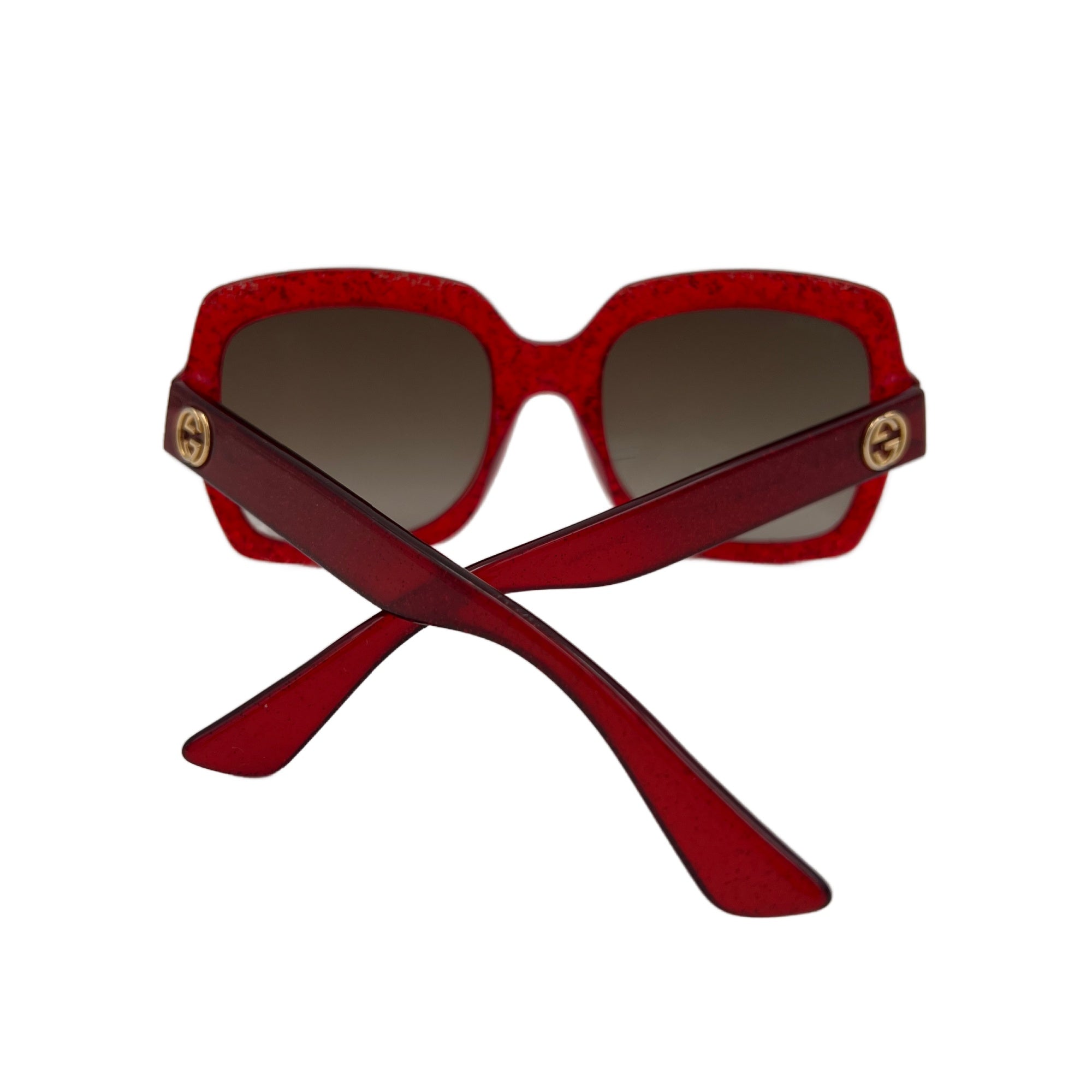 Gucci Square Frame Red Glitter Sunglasses (Pre-Owned)
