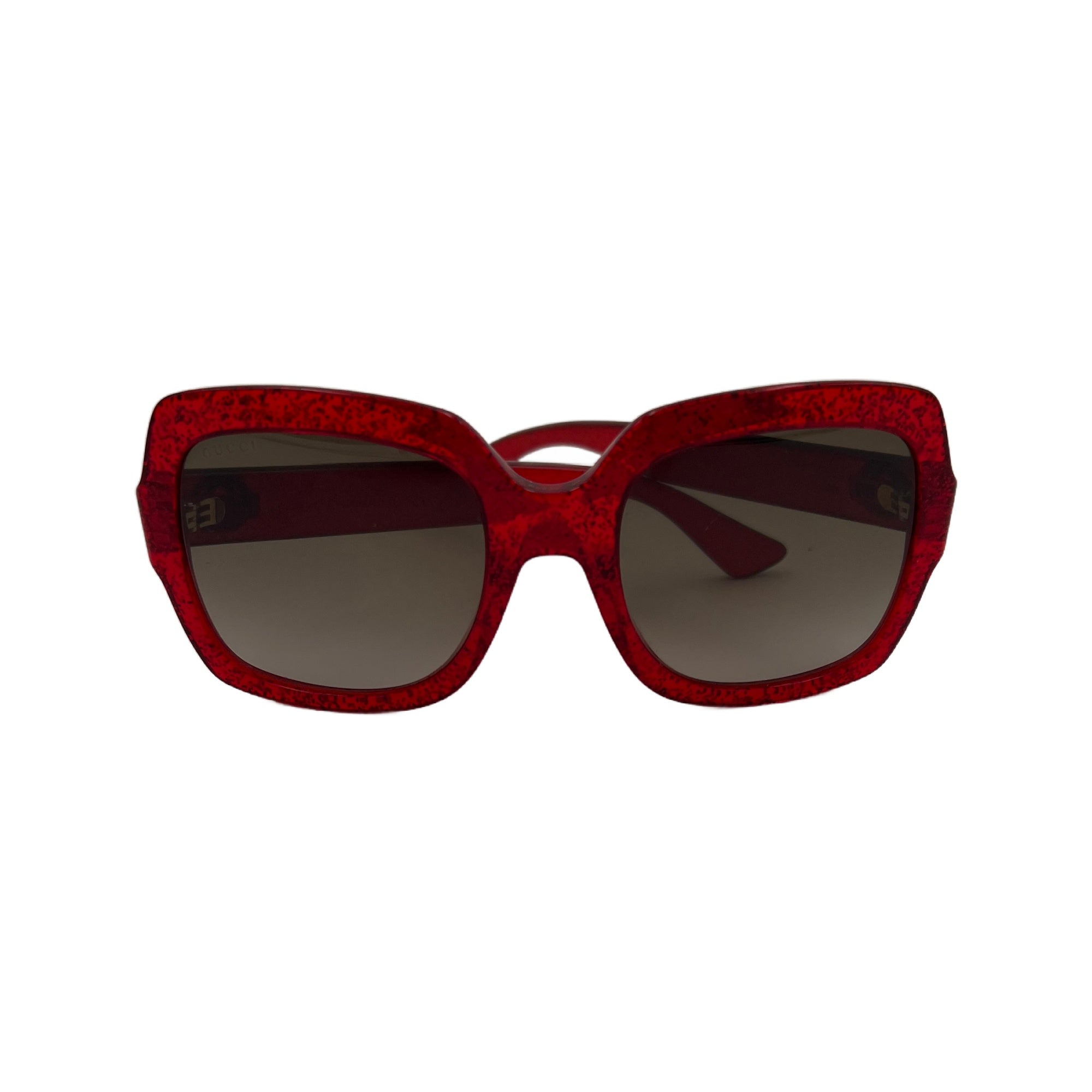 Gucci Square Frame Red Glitter Sunglasses (Pre-Owned)