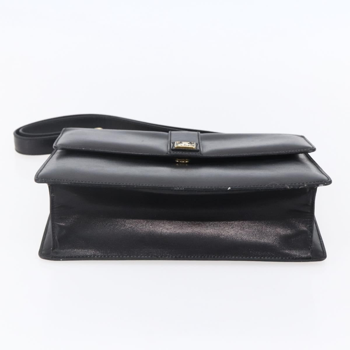 Burberry Nova Check Shoulder Bag Leather Black Leather Shoulder Bag Bag (Pre-Owned)