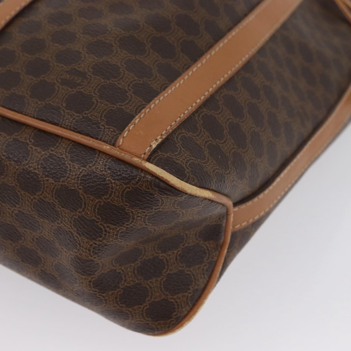 Celine Vintage Shoulder Bag Macadam Canvas & Leather Brown Canvas Shoulder Bag Bag (Pre-Owned)