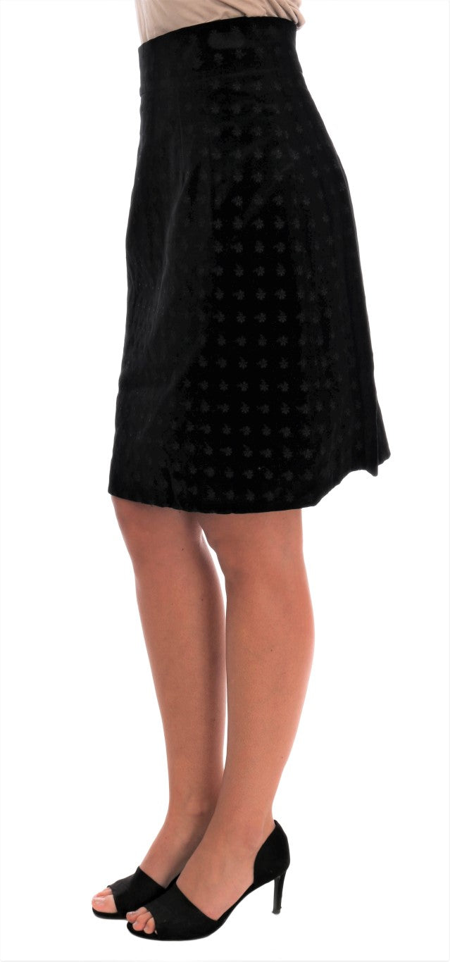 Dolce & Gabbana Dark Green Baroque Velvet Pencil Women's Skirt