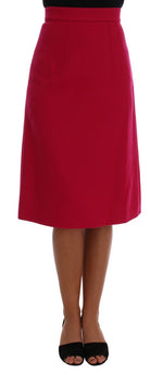 Dolce & Gabbana Elegant Pink Wool A-Line Knee-Length Women's Skirt