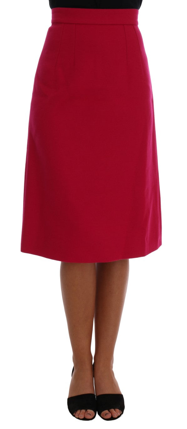Dolce & Gabbana Pink Wool Knee Long A-Line Women's Skirt