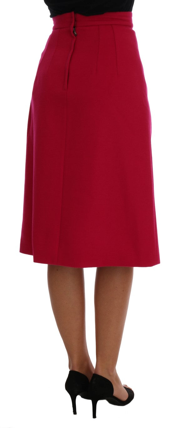 Dolce & Gabbana Pink Wool Knee Long A-Line Women's Skirt
