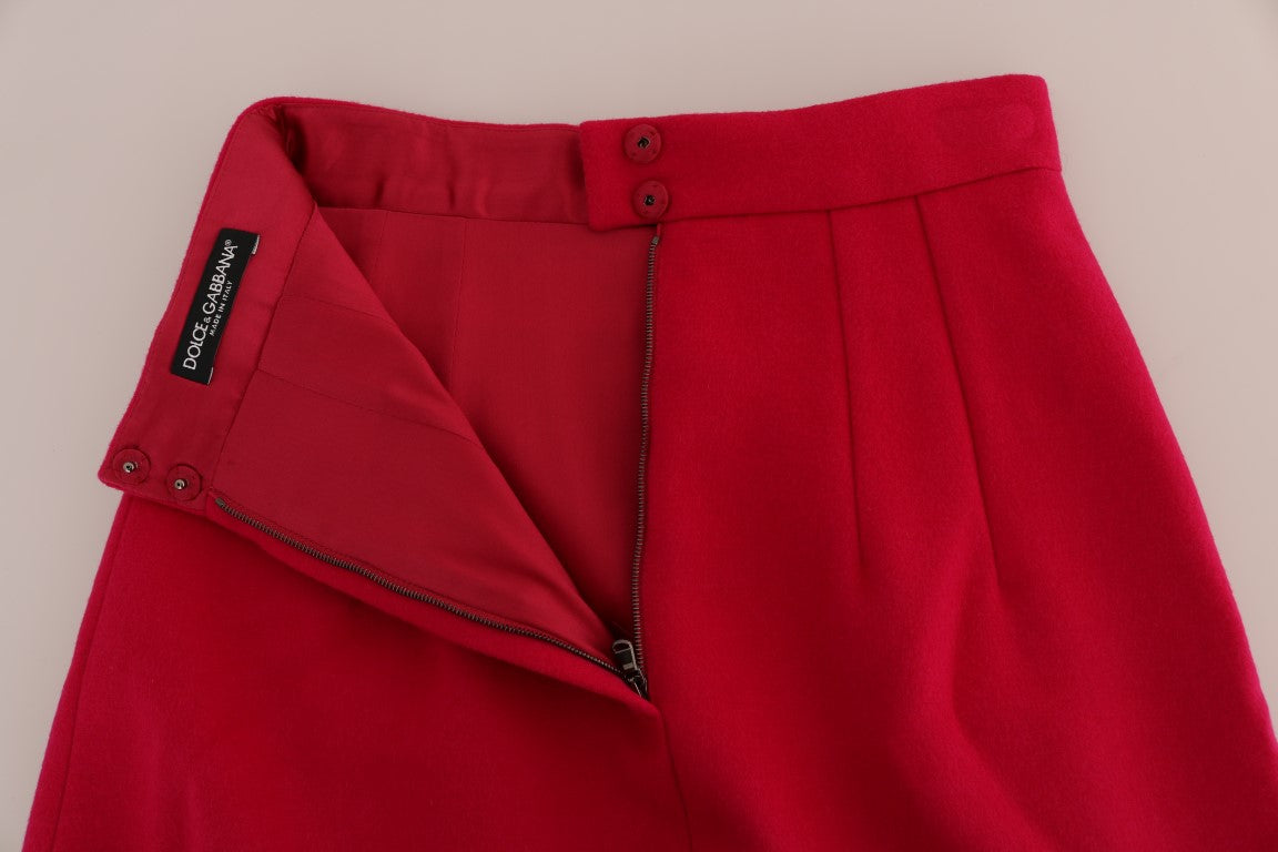 Dolce & Gabbana Pink Wool Knee Long A-Line Women's Skirt