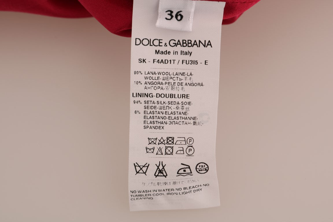 Dolce & Gabbana Pink Wool Knee Long A-Line Women's Skirt