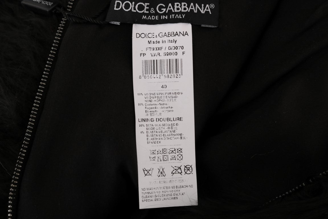 Dolce & Gabbana Black Mink Nutria Fur Mini Hot Women's Pants