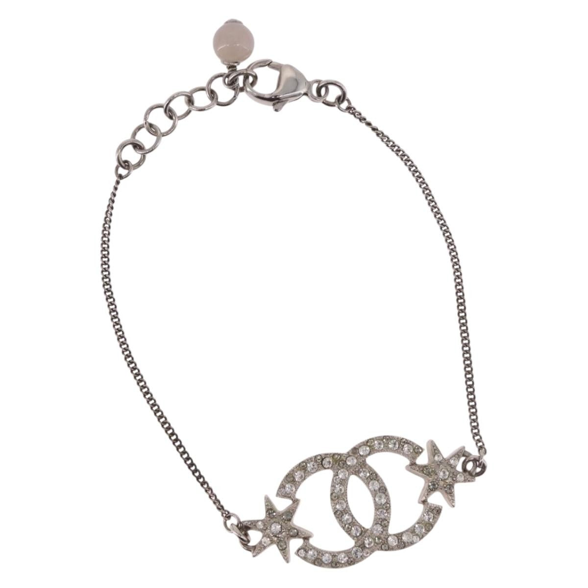 Chanel Cc Charm Metal Silver Metal Bracelet Jewelry (Pre-Owned)