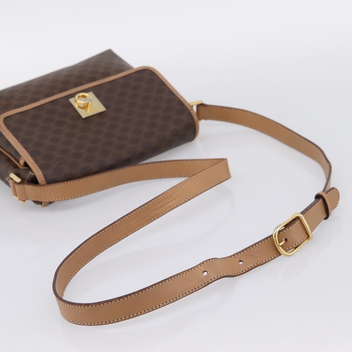 Celine Macadam Leather Brown Canvas Shoulder Bag Bag (Pre-Owned)
