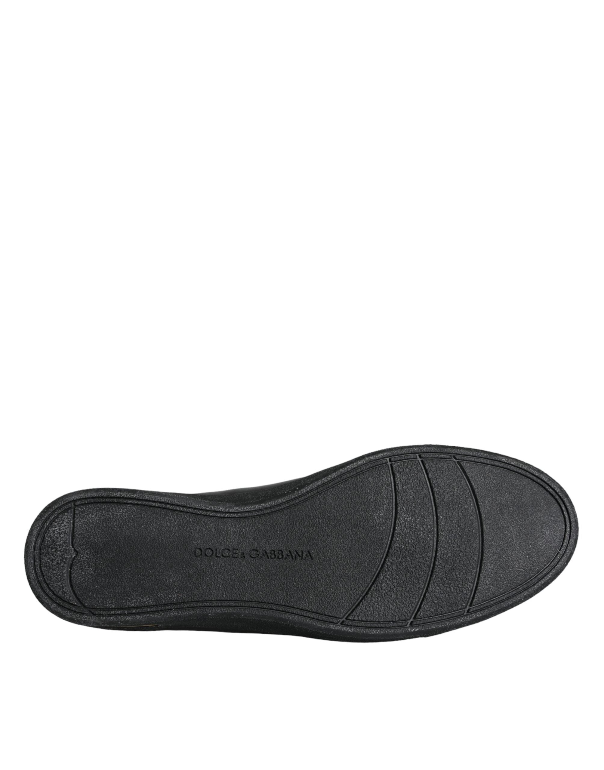 Dolce & Gabbana Black Gold Leather Classic Sneakers Women's Shoes
