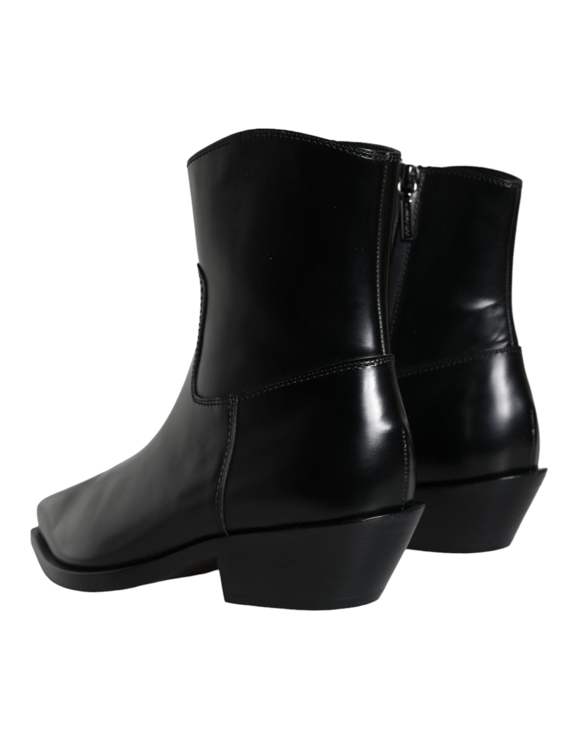 Dolce & Gabbana Black Leather Ankle Boots Booties Women's Shoes