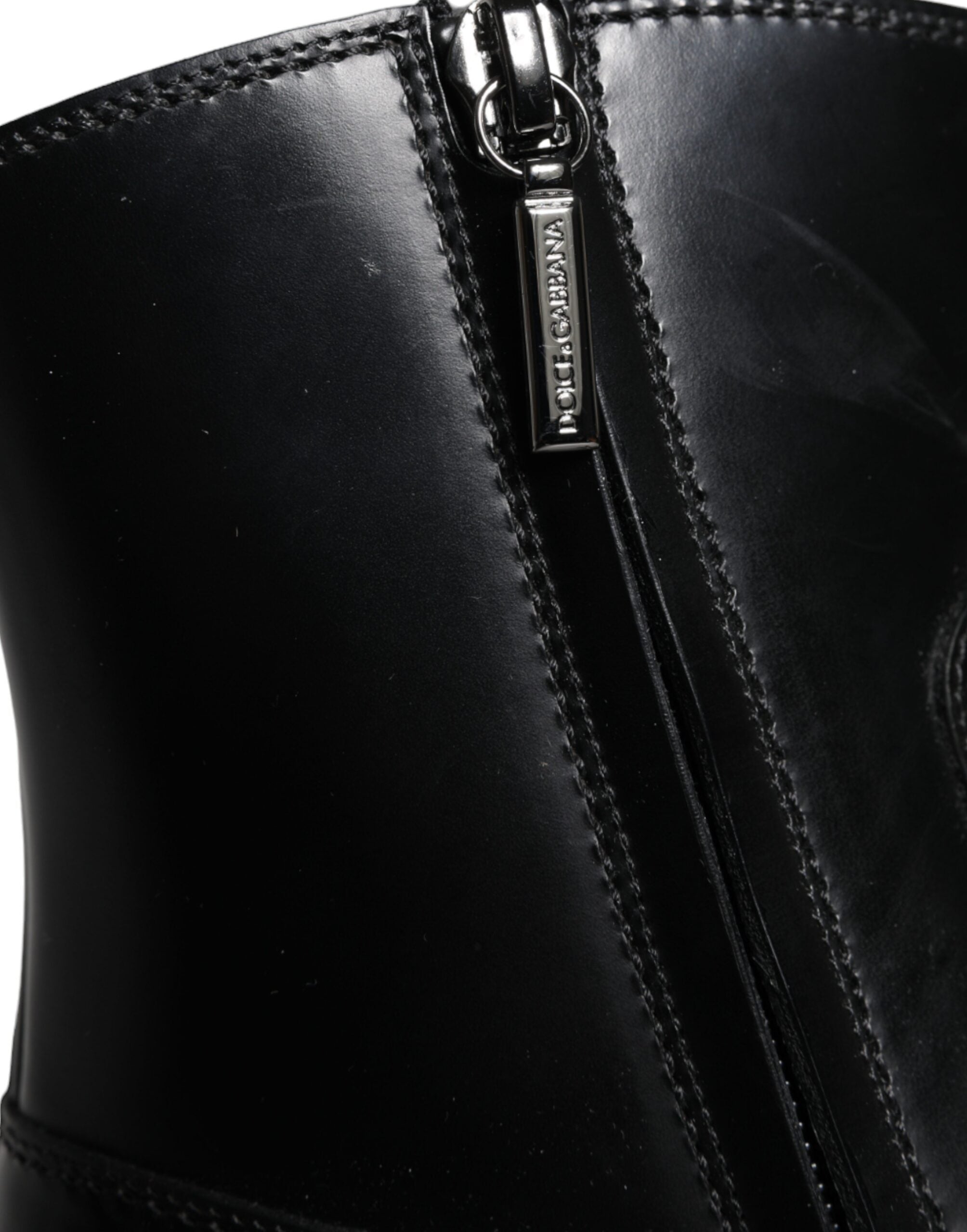 Dolce & Gabbana Black Leather Ankle Boots Booties Women's Shoes