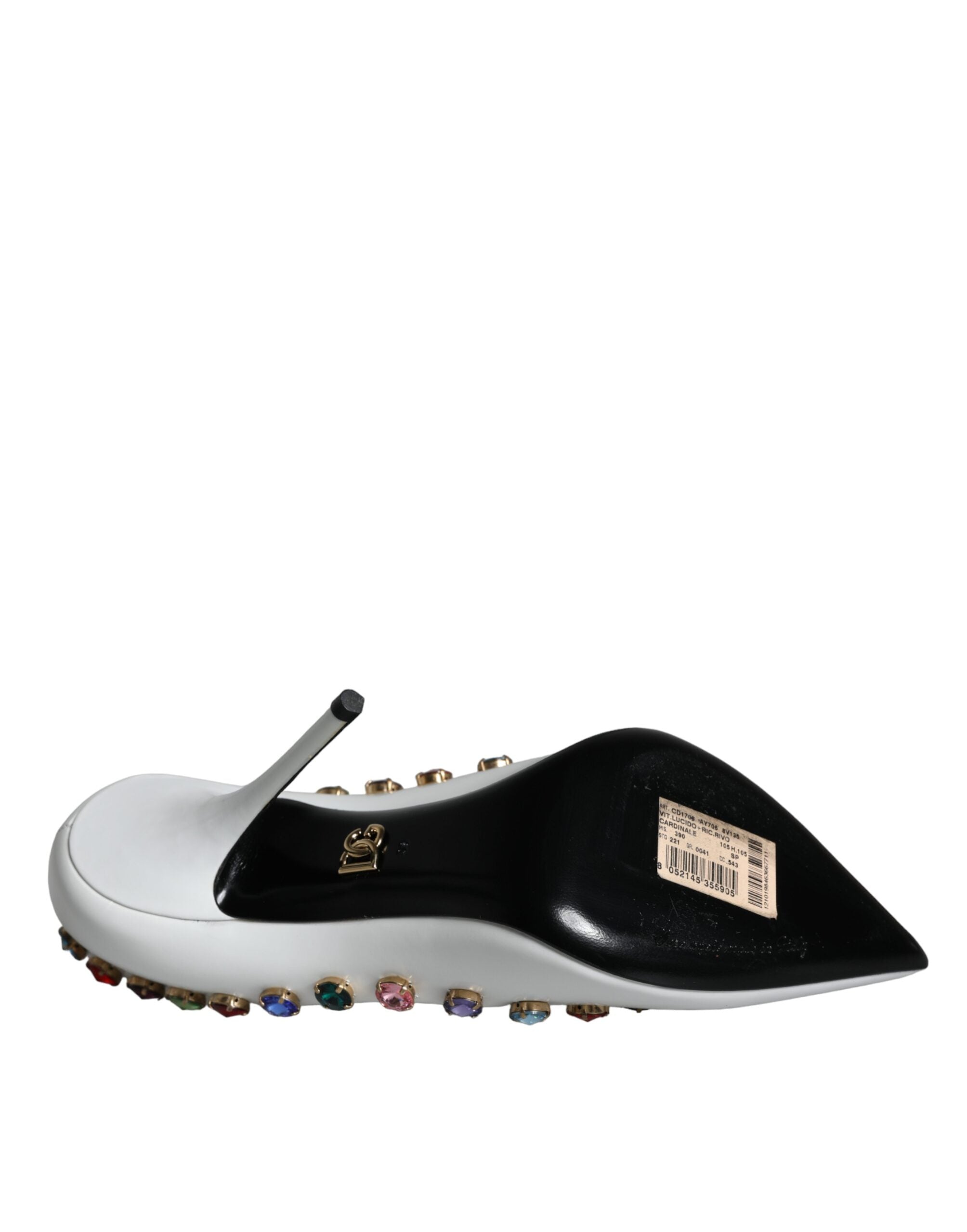 Dolce & Gabbana White Crystal Leather High Heels Pumps Women's Shoes