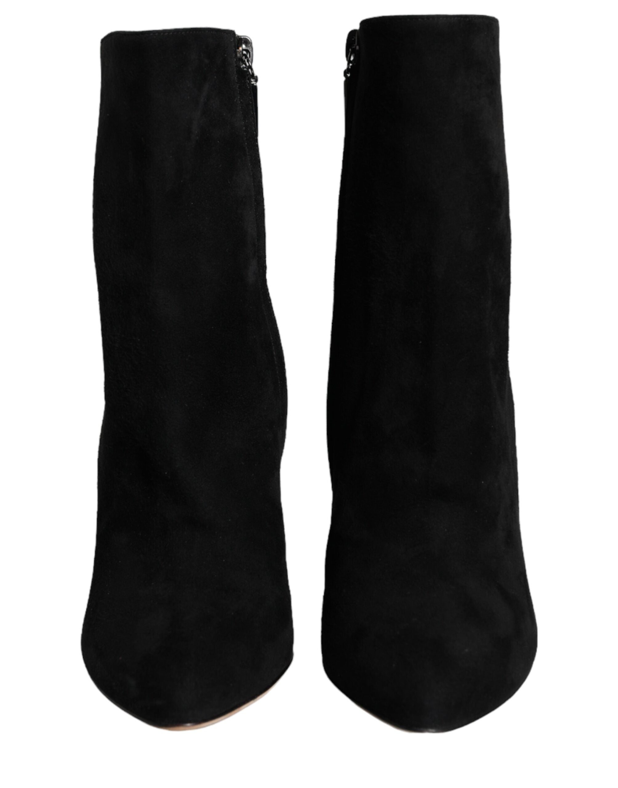 Dolce & Gabbana Black Suede Leather Mid Calf Boots Women's Shoes