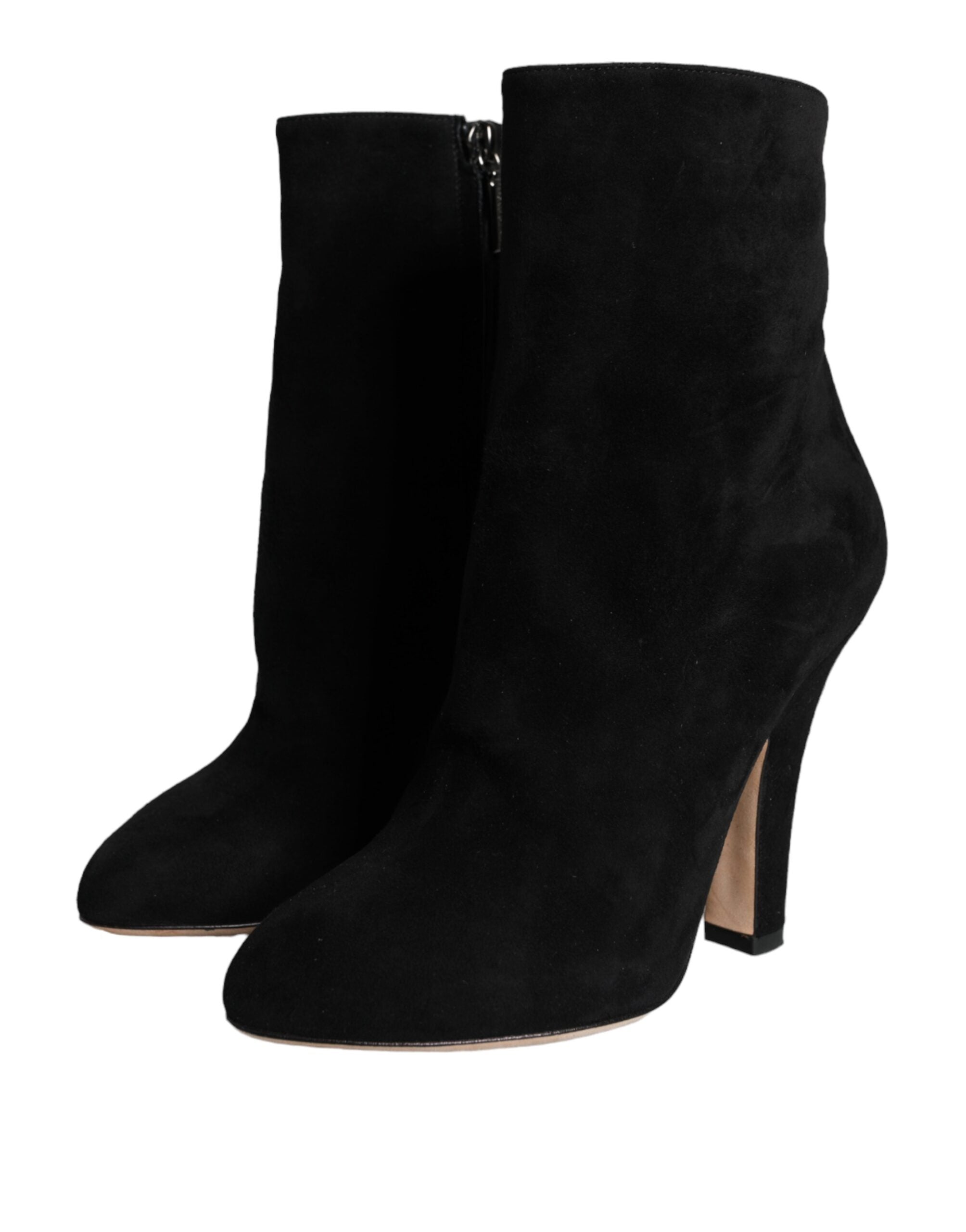 Dolce & Gabbana Black Suede Leather Mid Calf Boots Women's Shoes