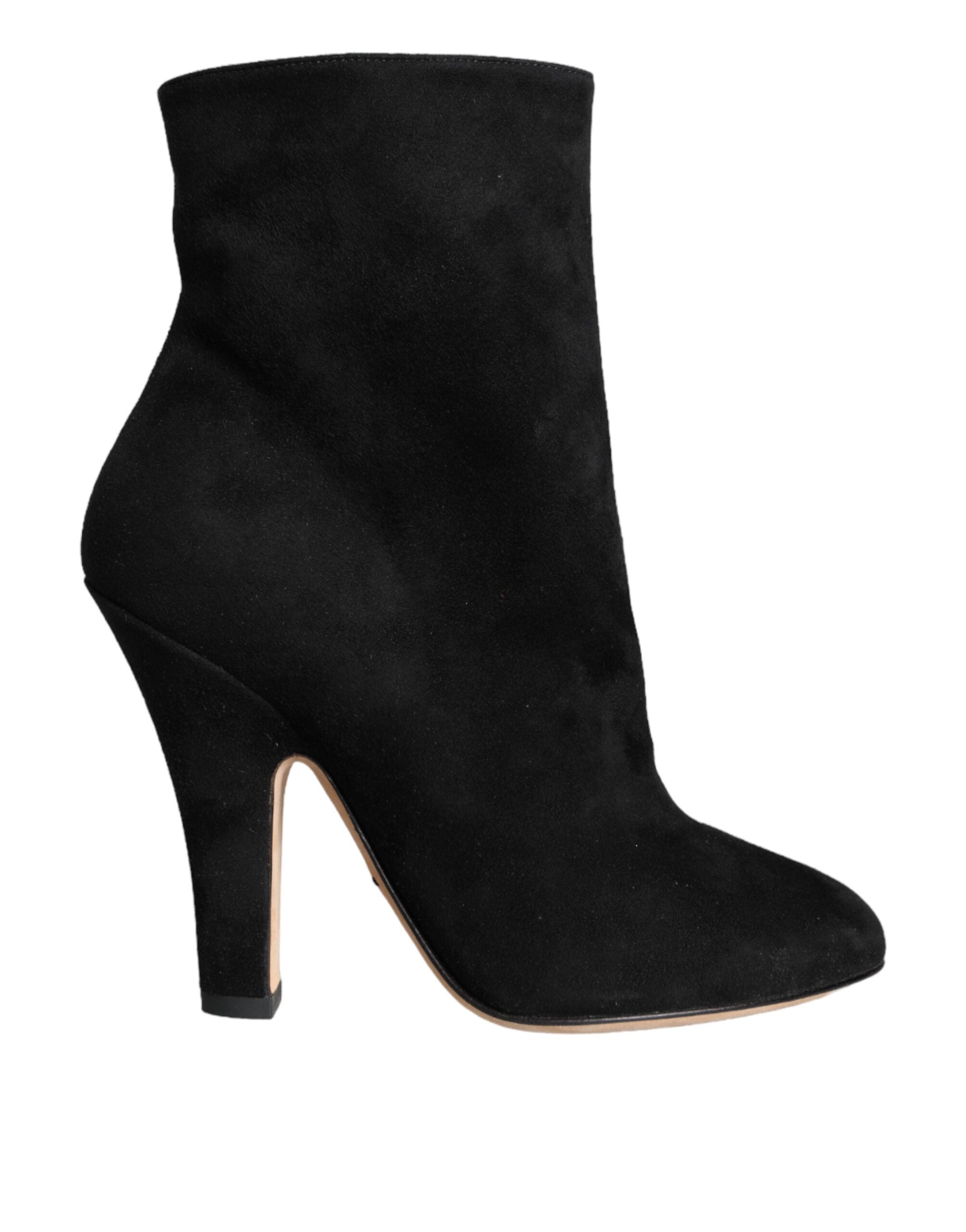 Dolce & Gabbana Black Suede Leather Mid Calf Boots Women's Shoes