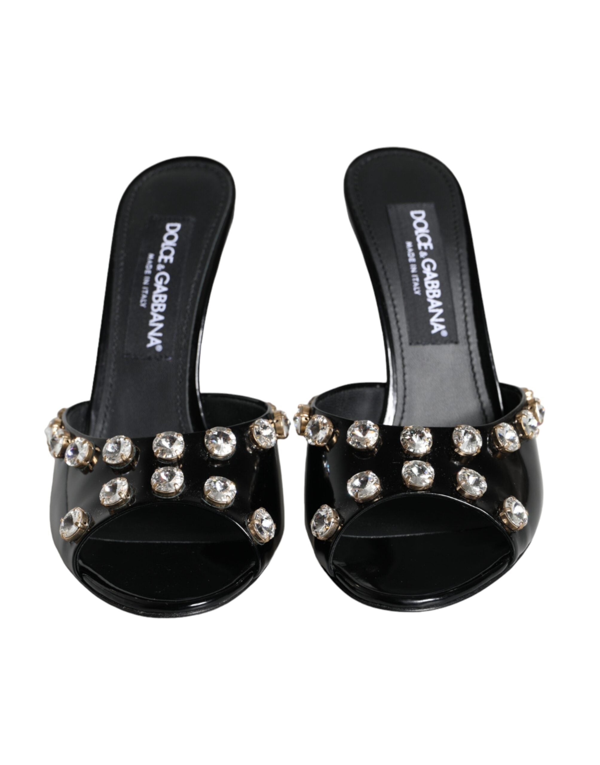 Dolce & Gabbana Black Crystal Heels Keira Sandals Women's Shoes