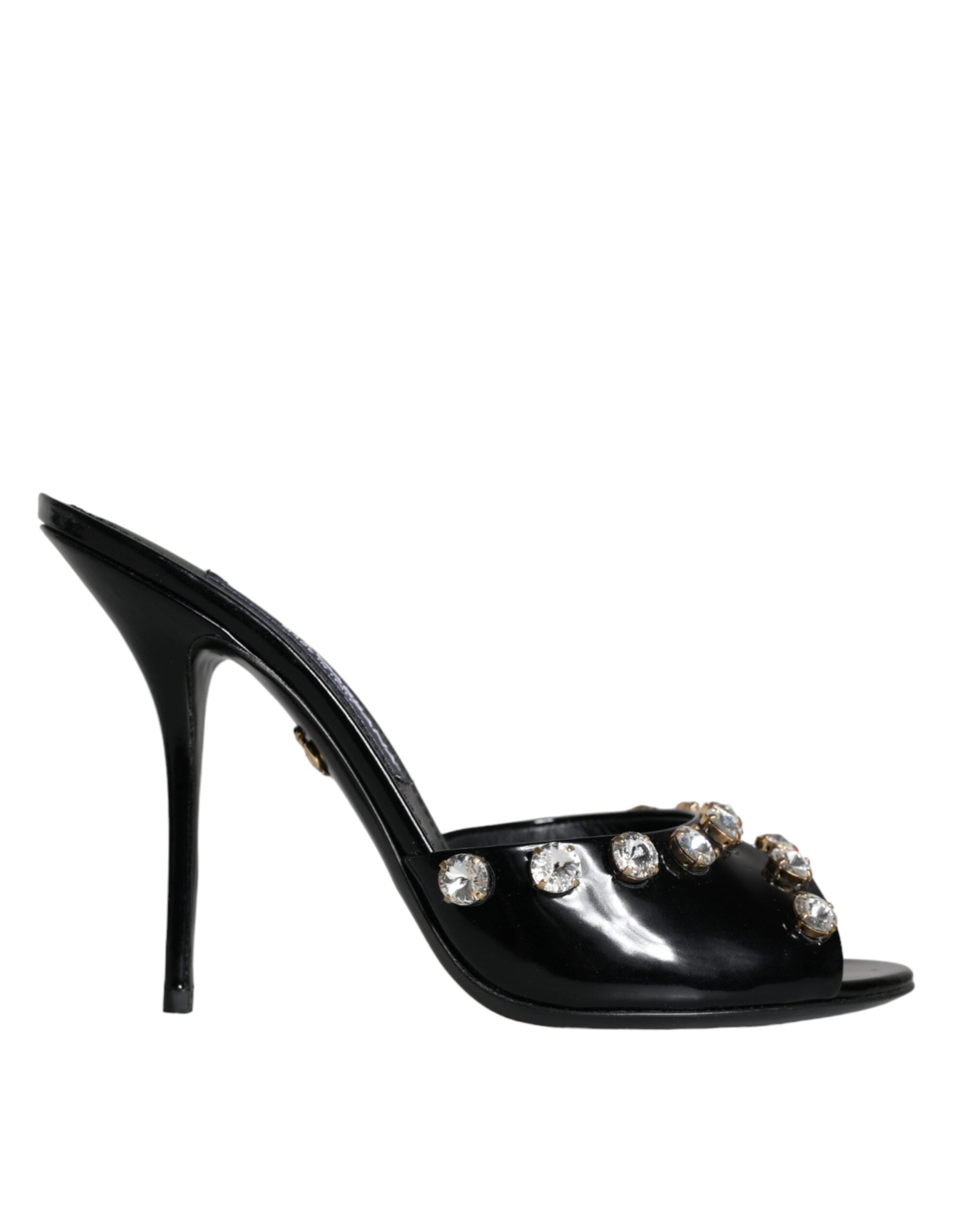 Dolce & Gabbana Black Crystal Heels Keira Sandals Women's Shoes