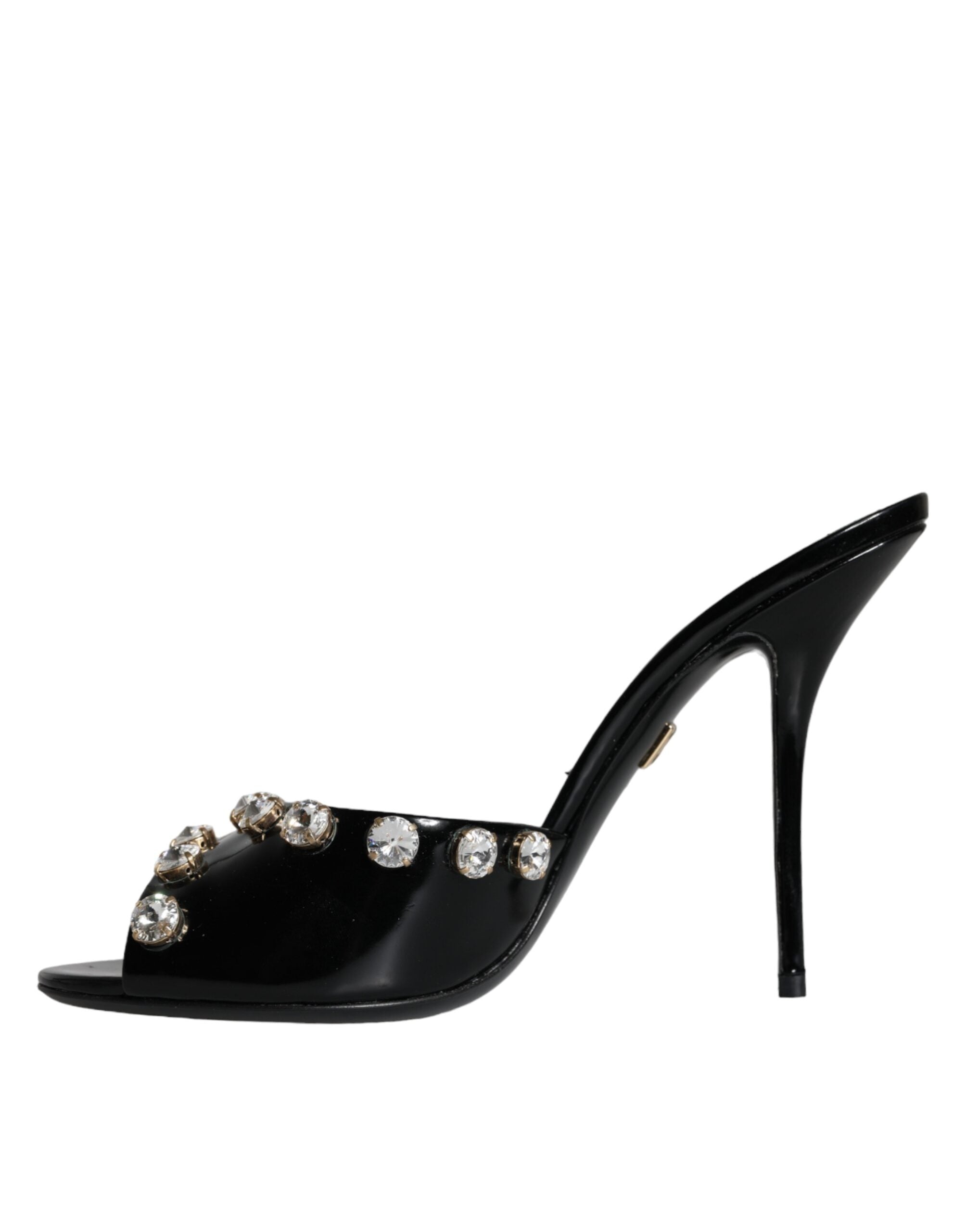 Dolce & Gabbana Black Crystal Heels Keira Sandals Women's Shoes