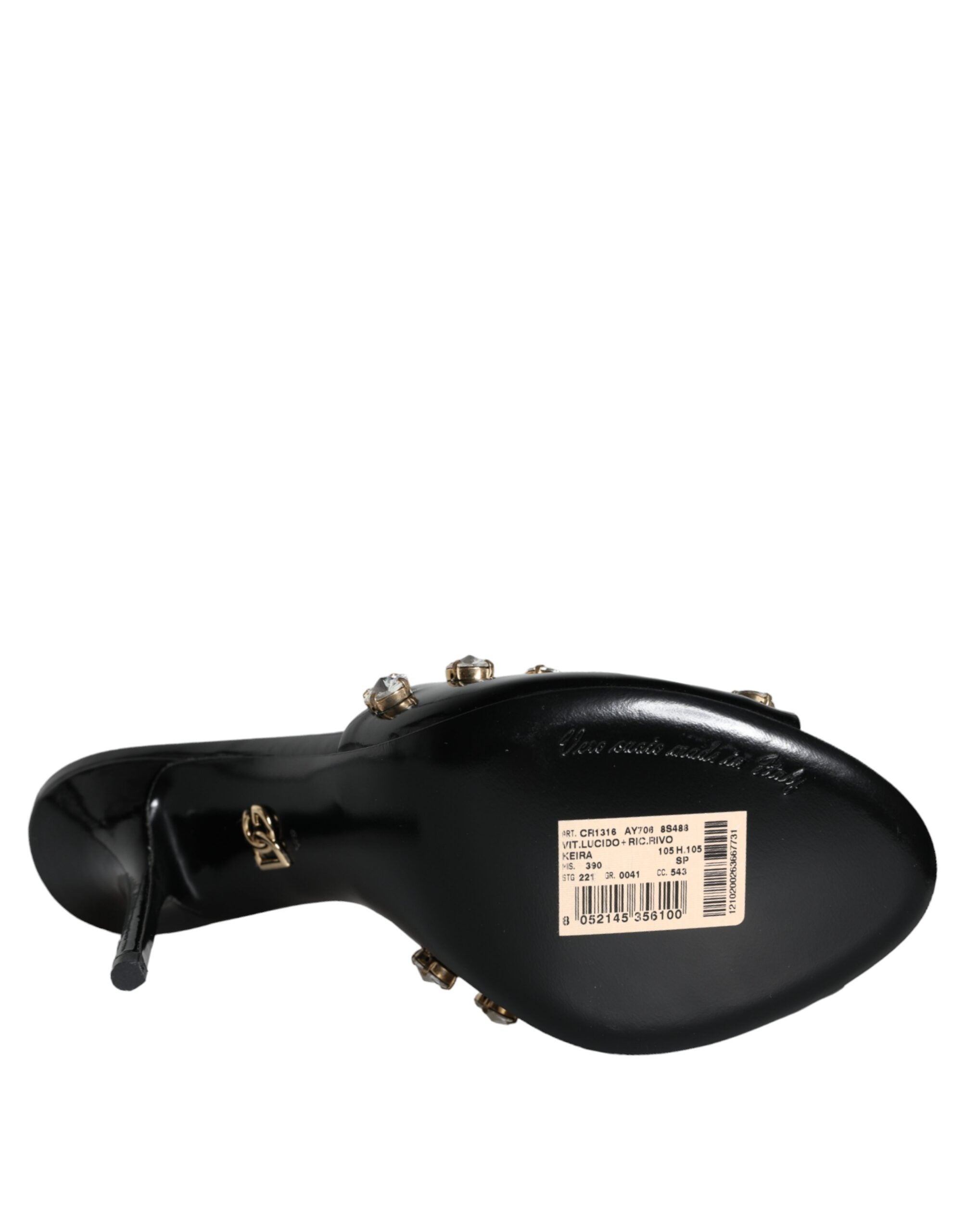 Dolce & Gabbana Black Crystal Heels Keira Sandals Women's Shoes