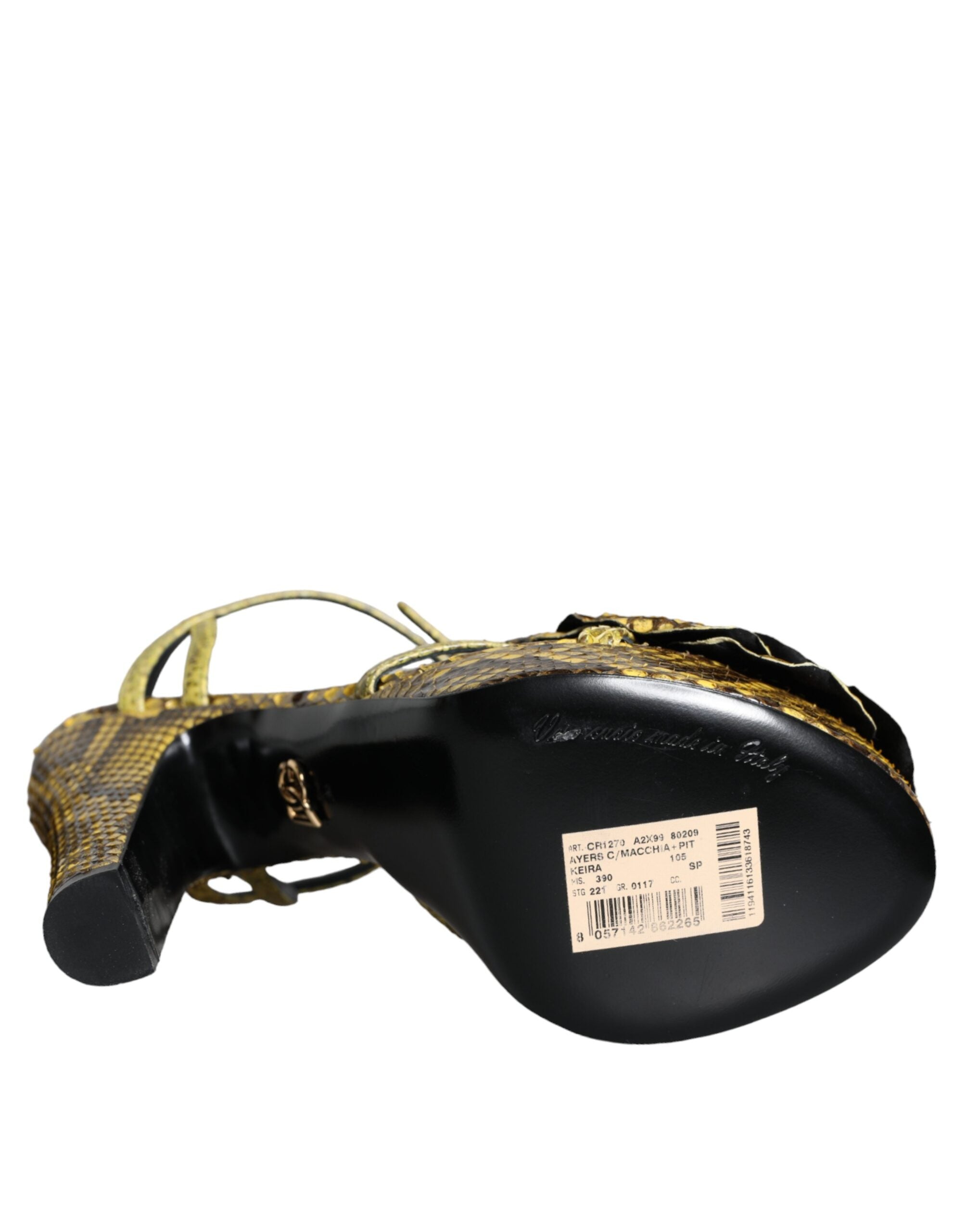 Dolce & Gabbana Yellow Exotic Leather Ankle Strap Heels Sandals Women's Shoes